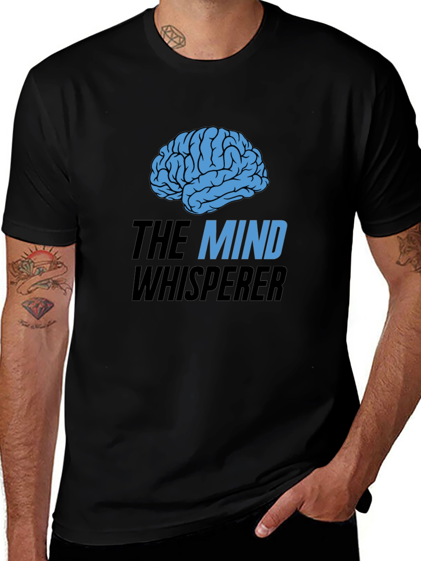 Variant 6 of The Mind Whisperer Tee - Black Brain Graphic T-Shirt