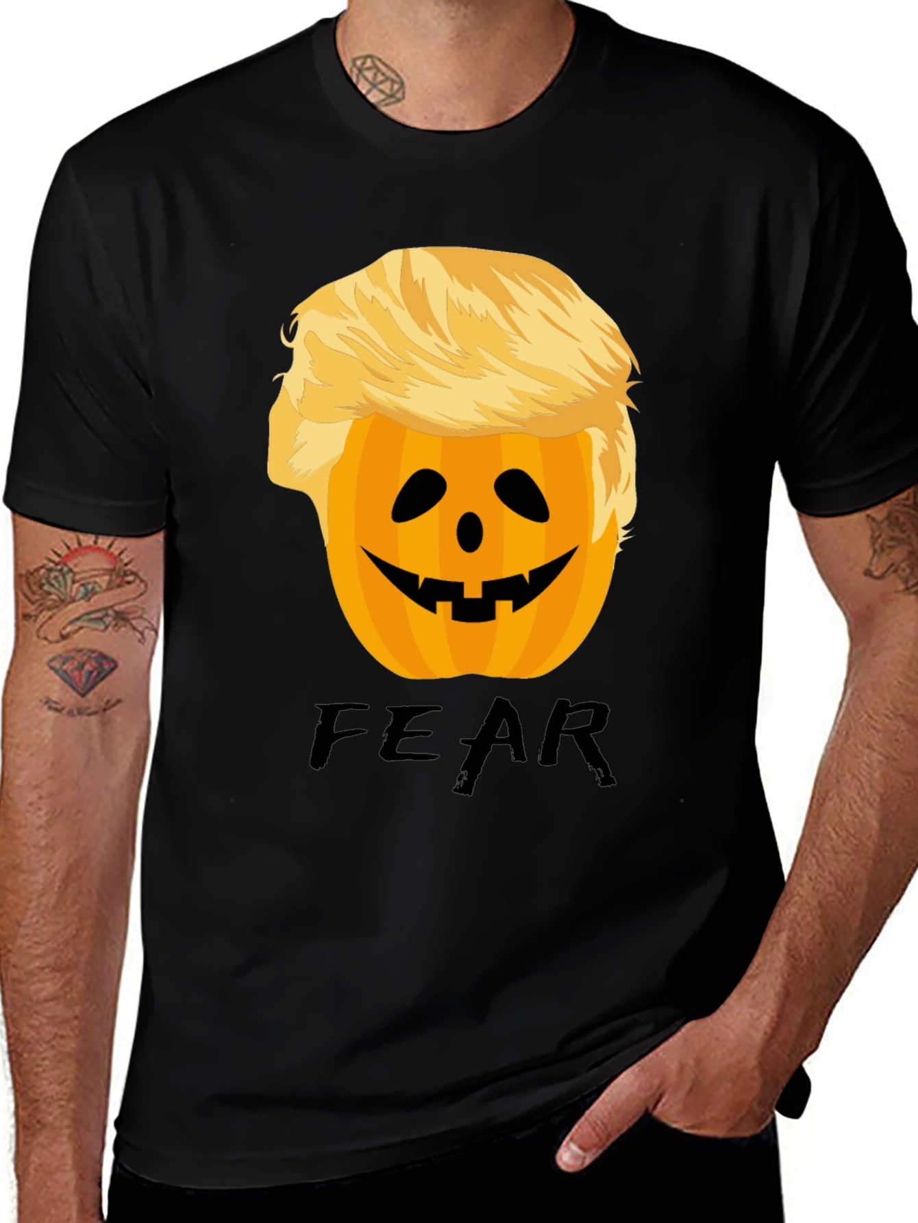 Variant 4 of Trumpkin Fear Halloween Graphic Tee