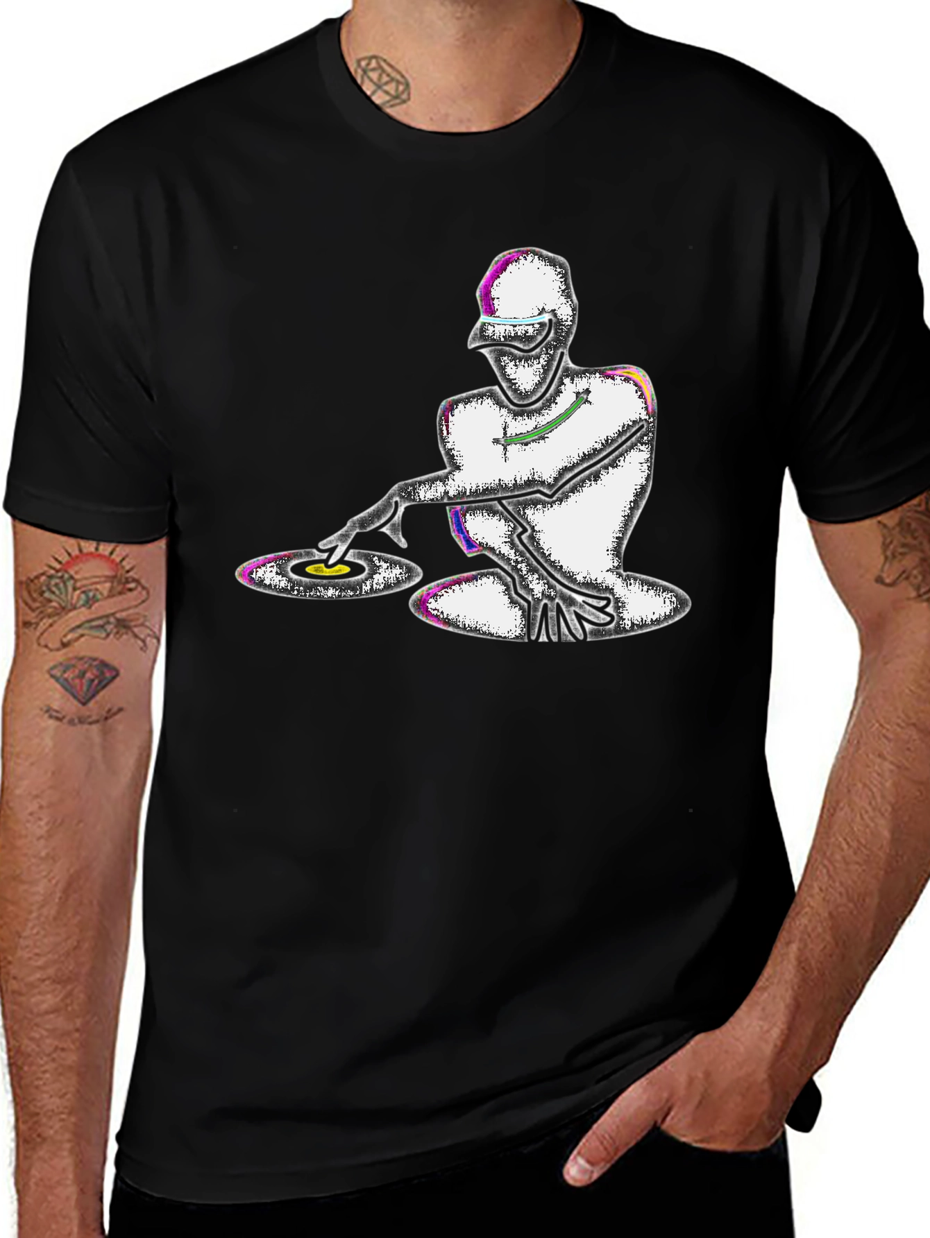 Variant 14 of DJ Turntable Graphic T-Shirt - Black