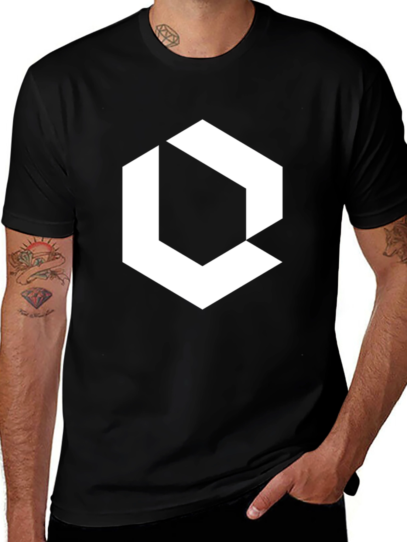 Variant 28 of Geometric Graphic Print Black T-Shirt