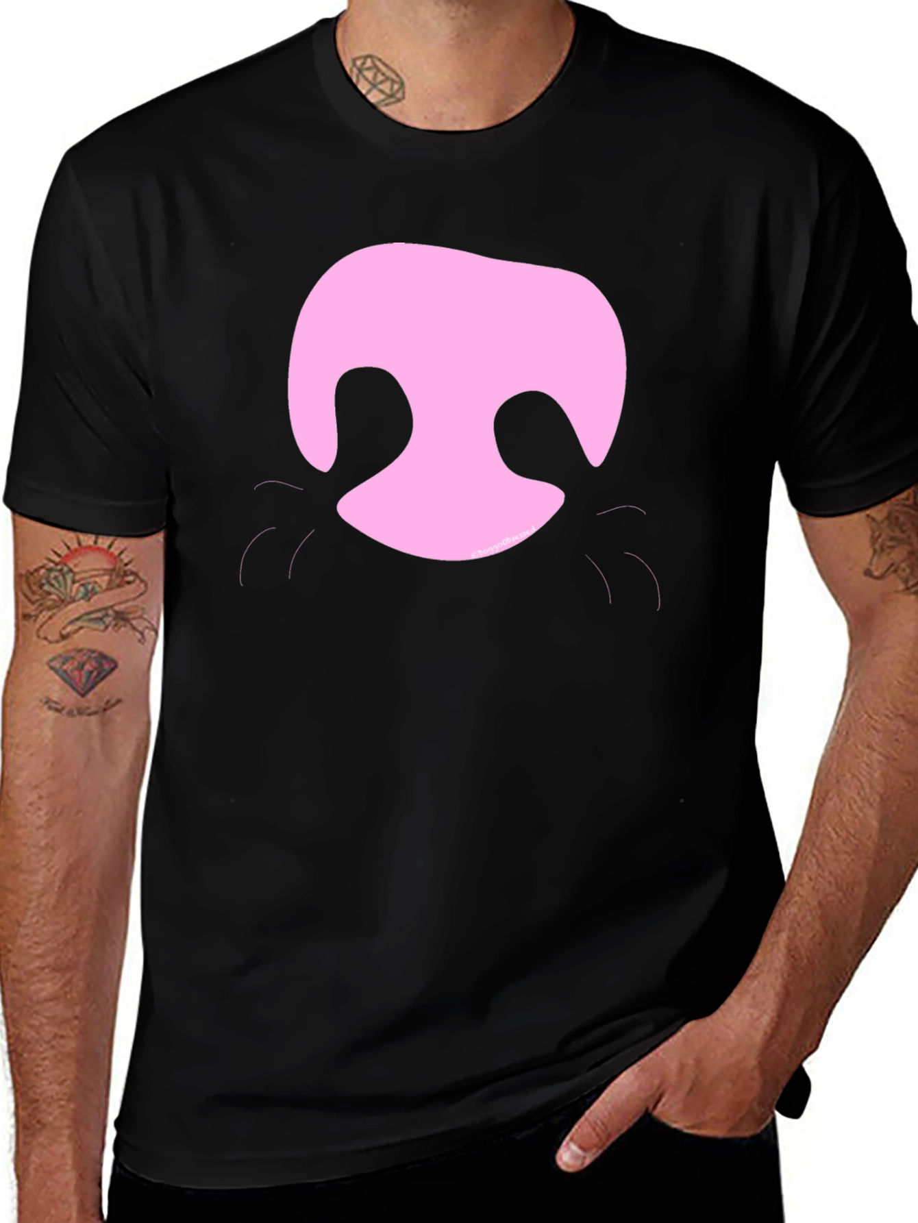 Variant 6 of Pink Pig Snout Black T-Shirt