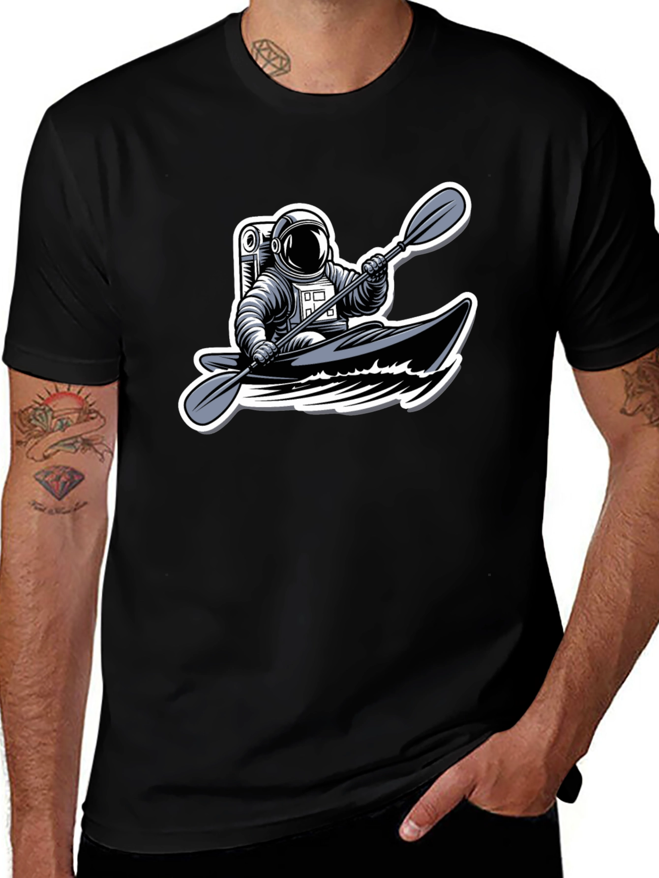 Variant 25 of Astronaut Kayaking Graphic Tee - Outer Space Adventure Shirt