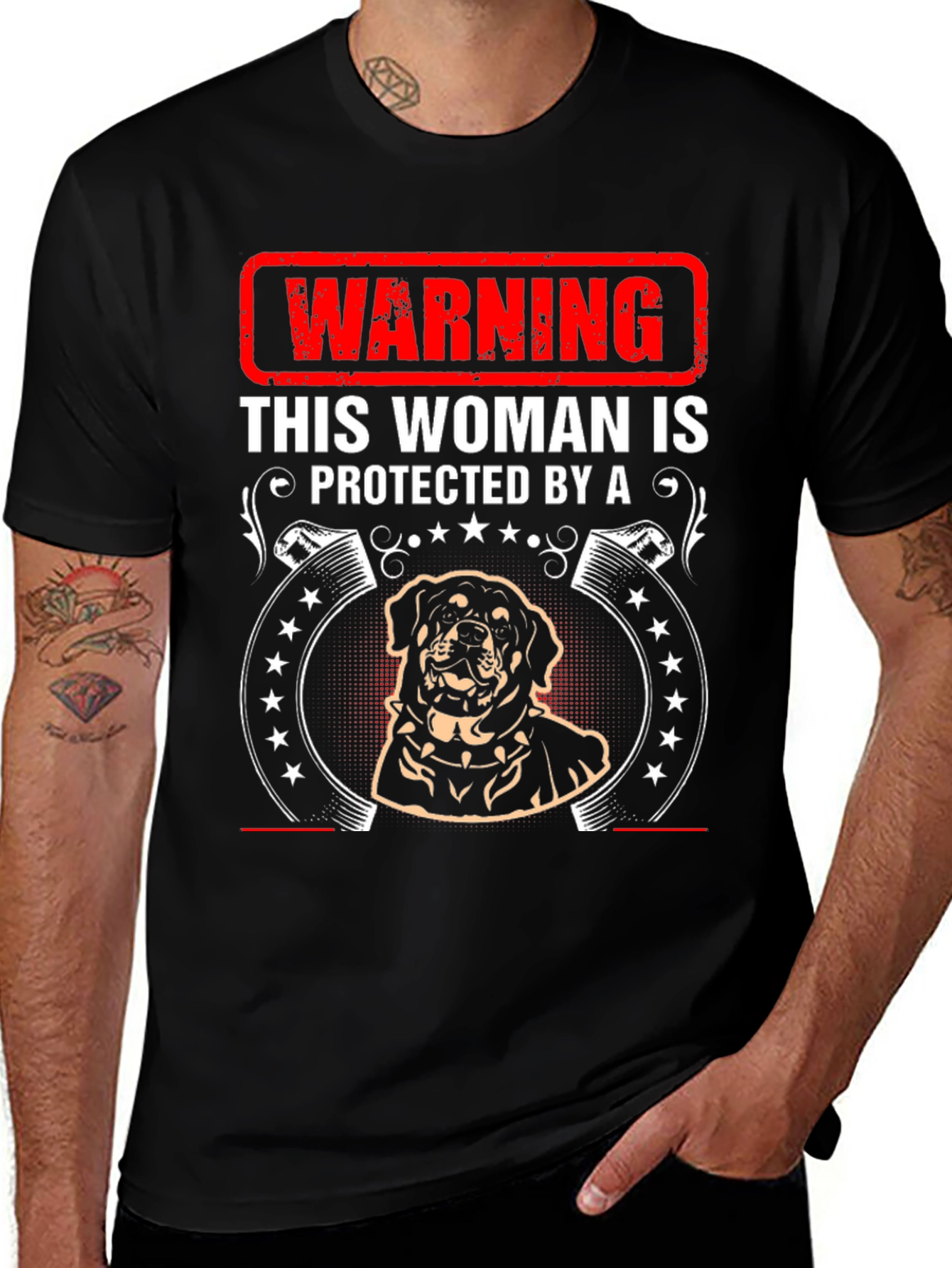 Warning Protected By Rottweiler T-Shirt