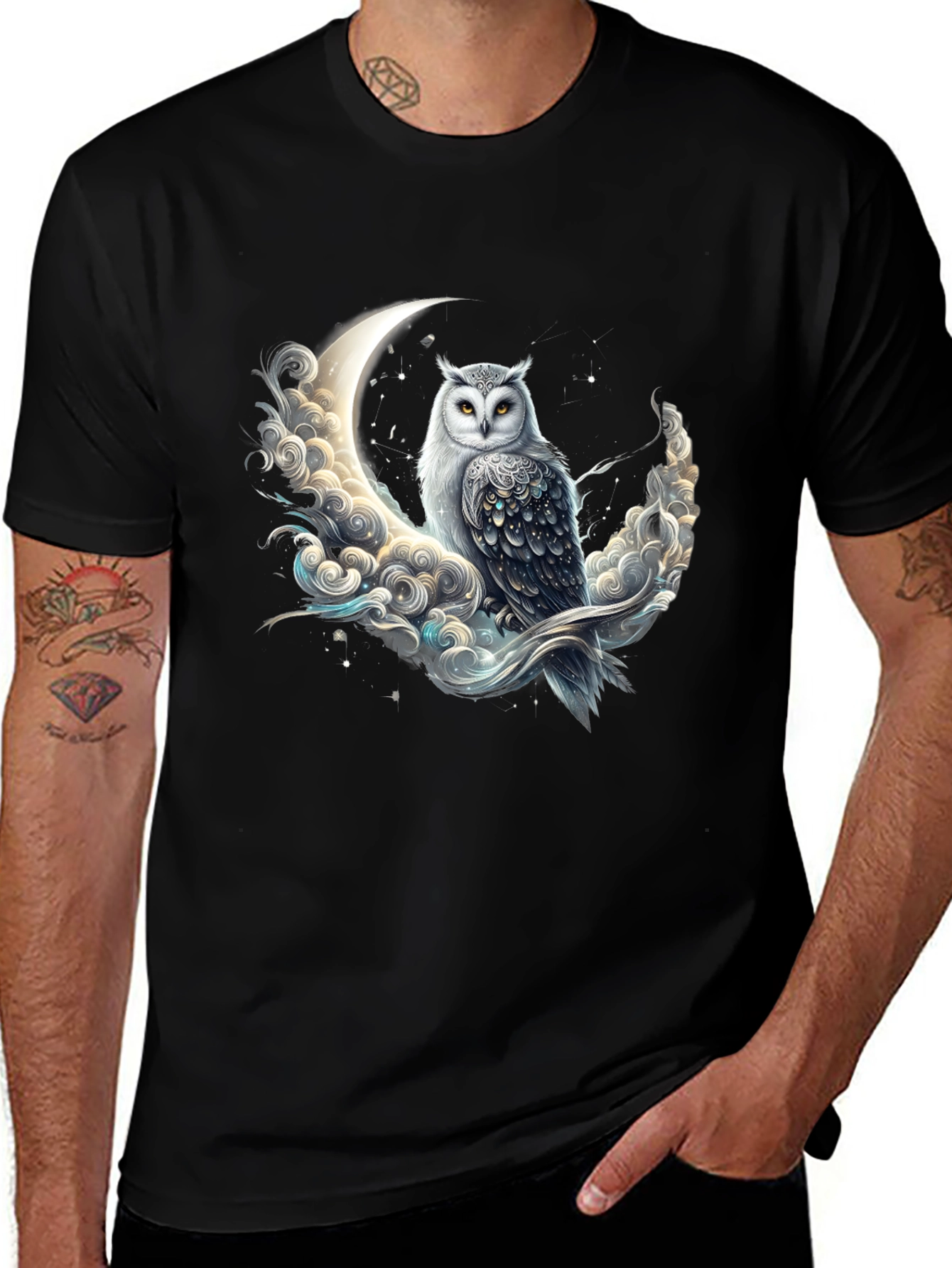 Variant 4 of Owl on Moon Graphic Tee - Unique Design