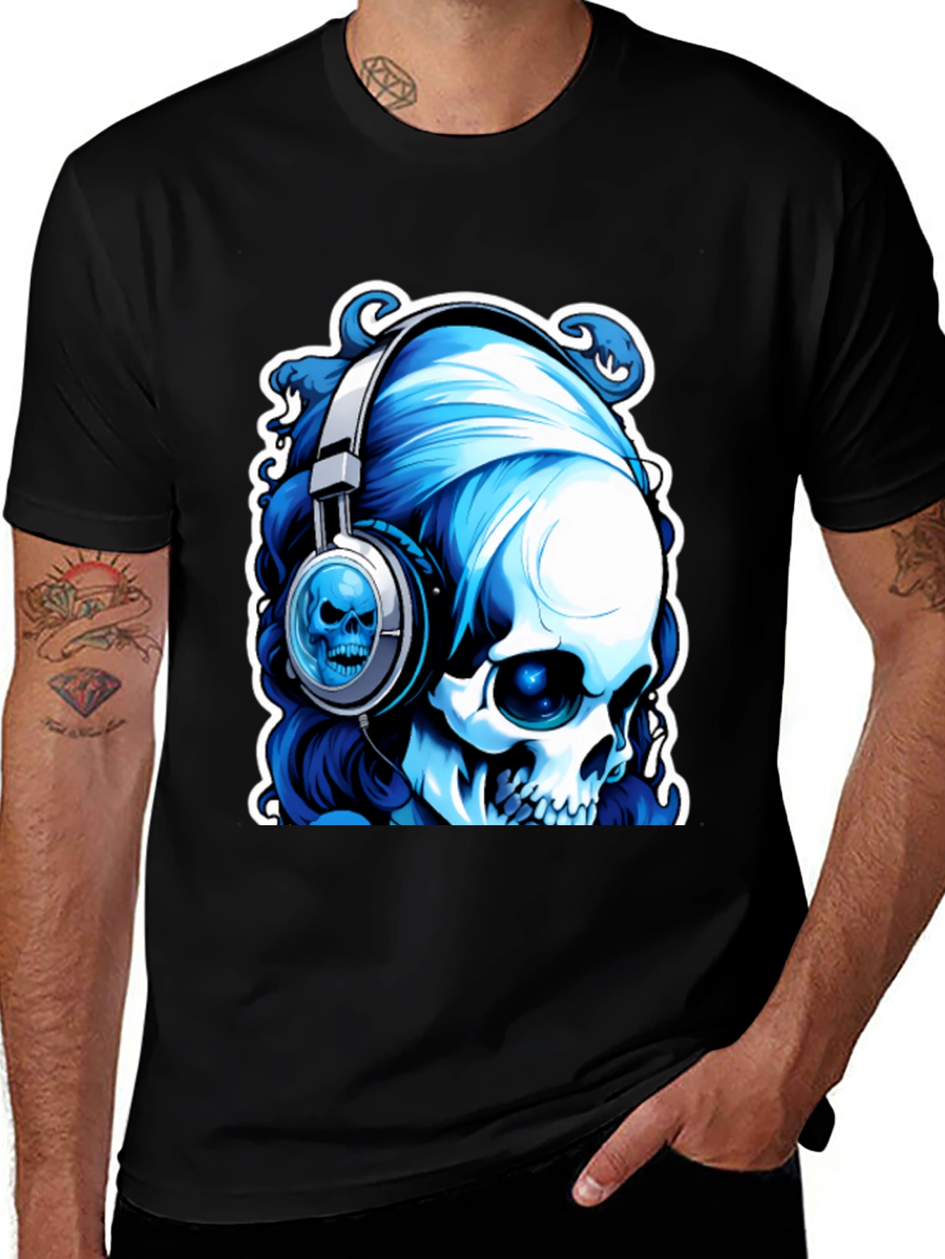 Variant 30 of Skull with Headphones Graphic T-Shirt