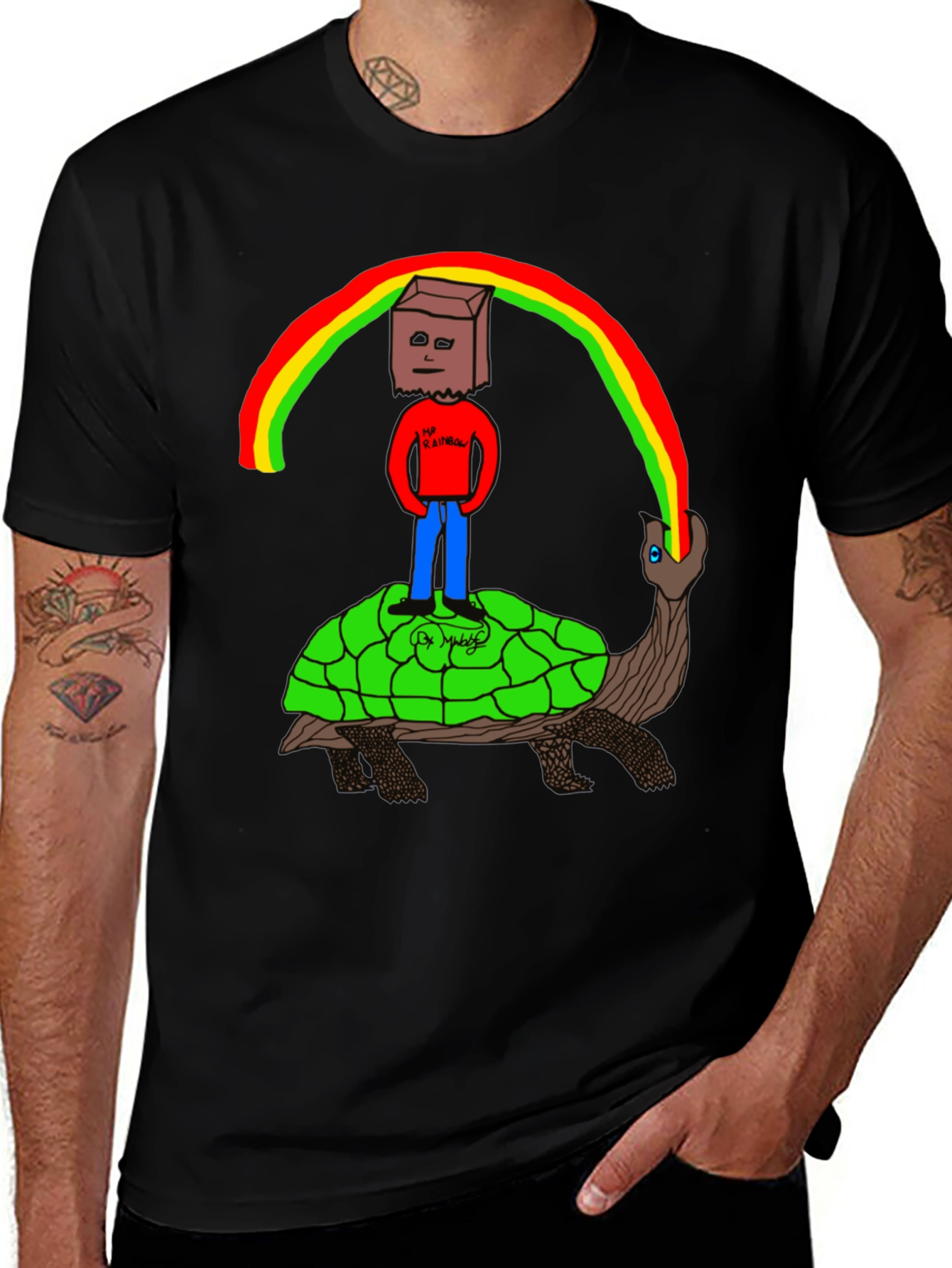 Variant 3 of Rainbow Turtle Ride Graphic Tee - Unique Design