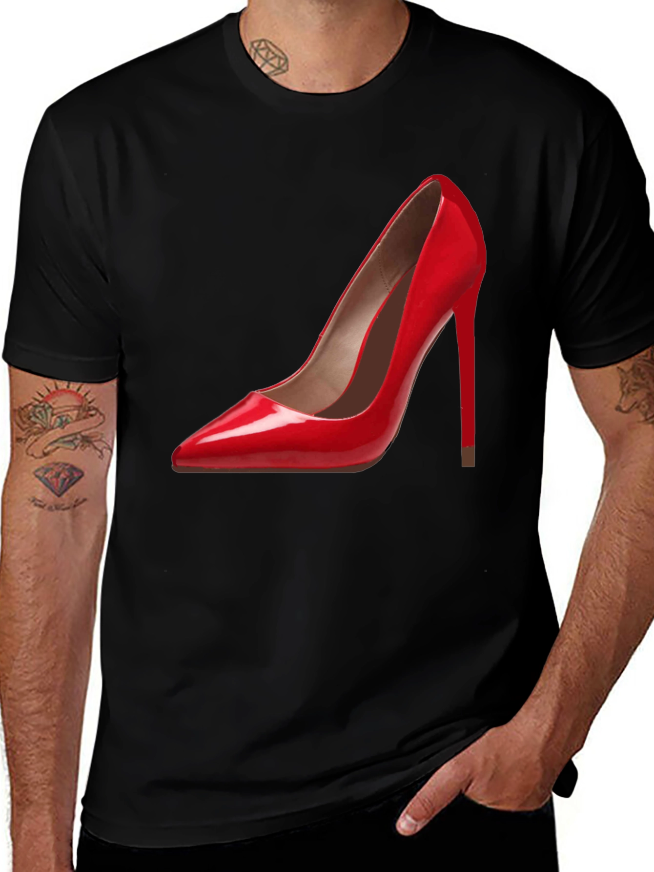 Red High Heel Graphic Tee - Stylish Fashion Statement