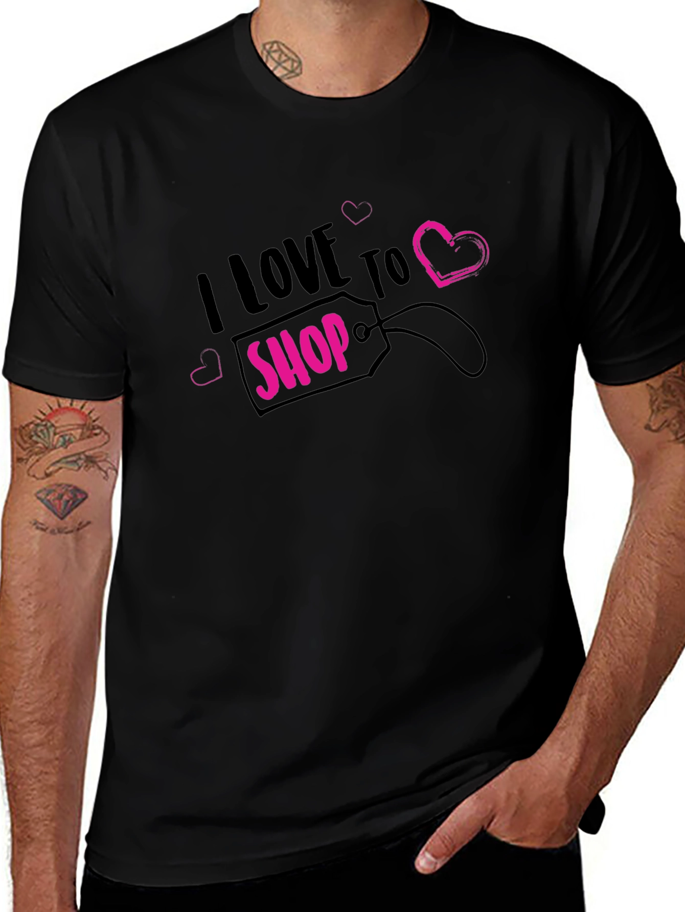 Variant 6 of I Love to Shop Black T-Shirt