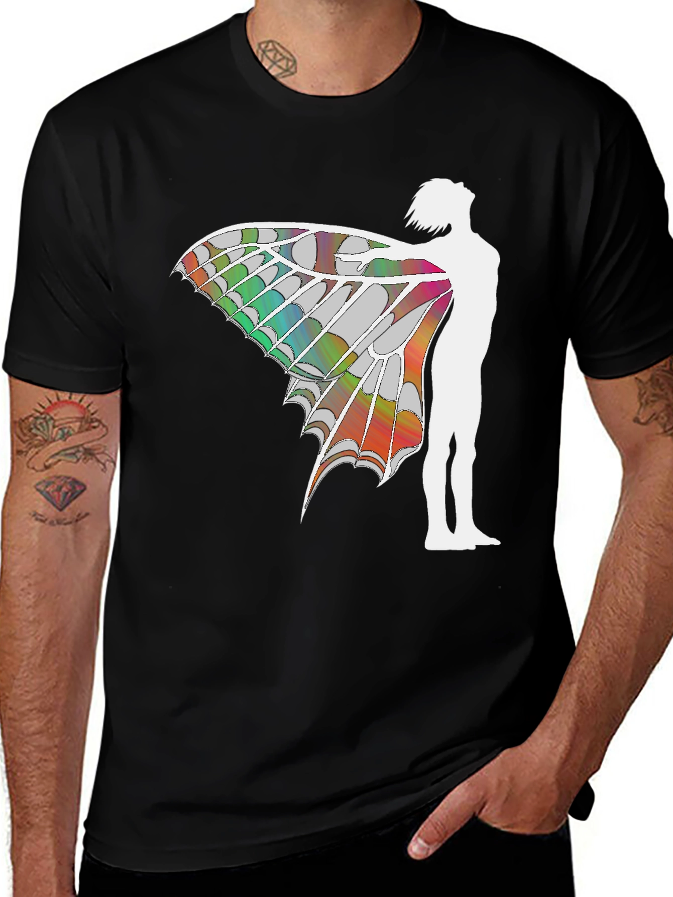 Variant 24 of Butterfly Wing Graphic Black T-Shirt