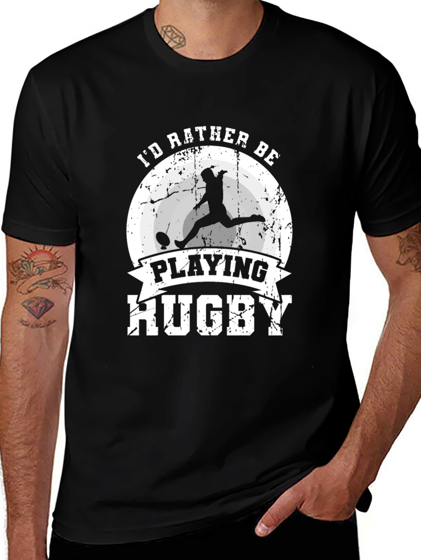 Variant 19 of Rugby T-Shirt: I'd Rather Be Playing Rugby