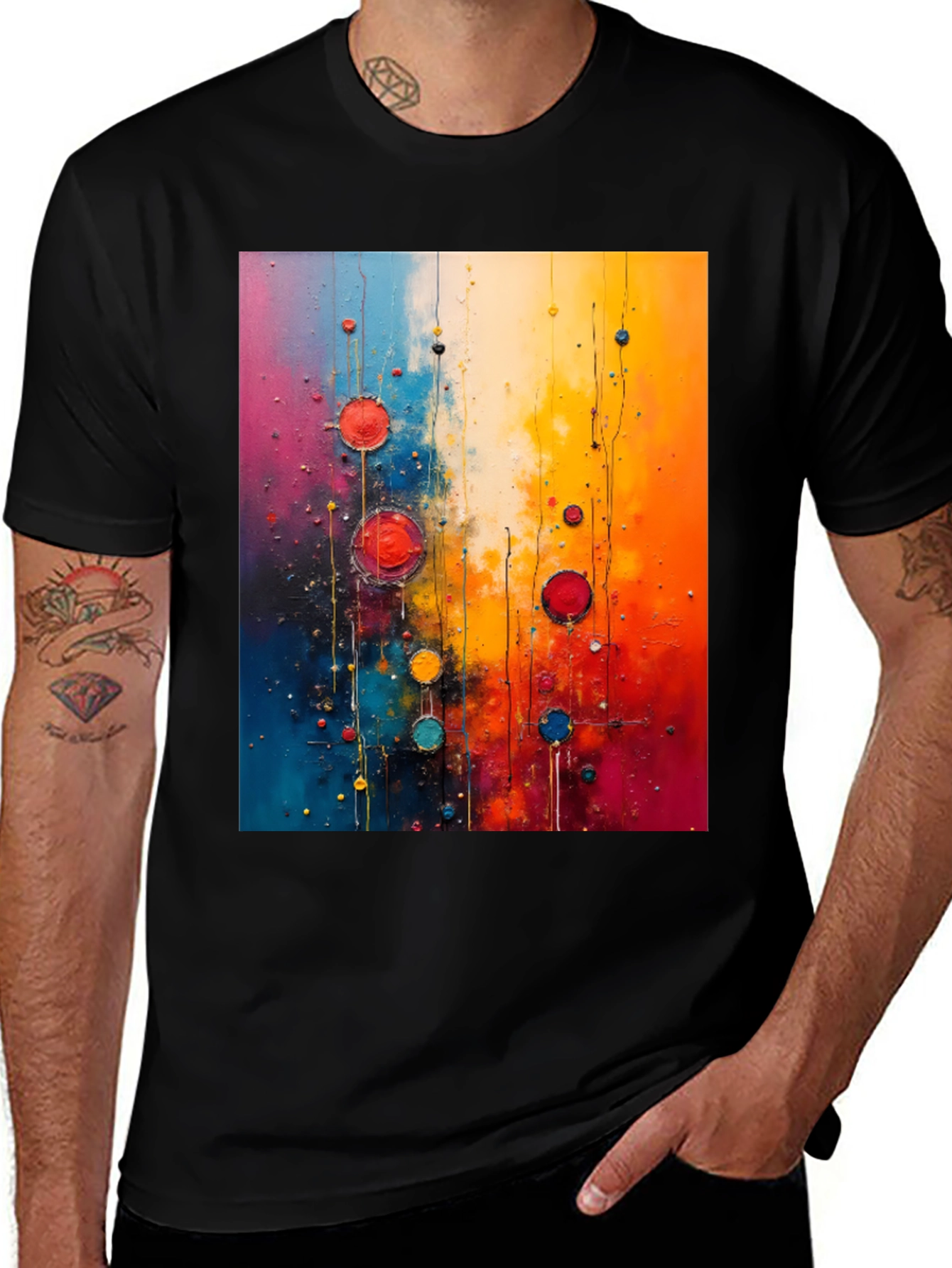 Variant 11 of Abstract Art Men's Black T-Shirt