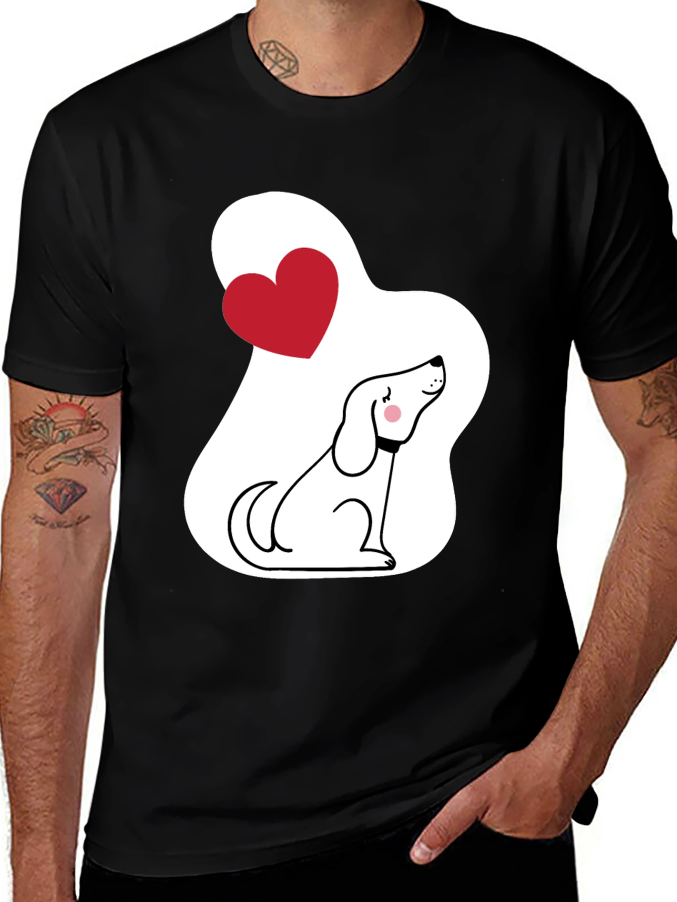 Dog Lover T-Shirt - Cute Cartoon Puppy with Heart
