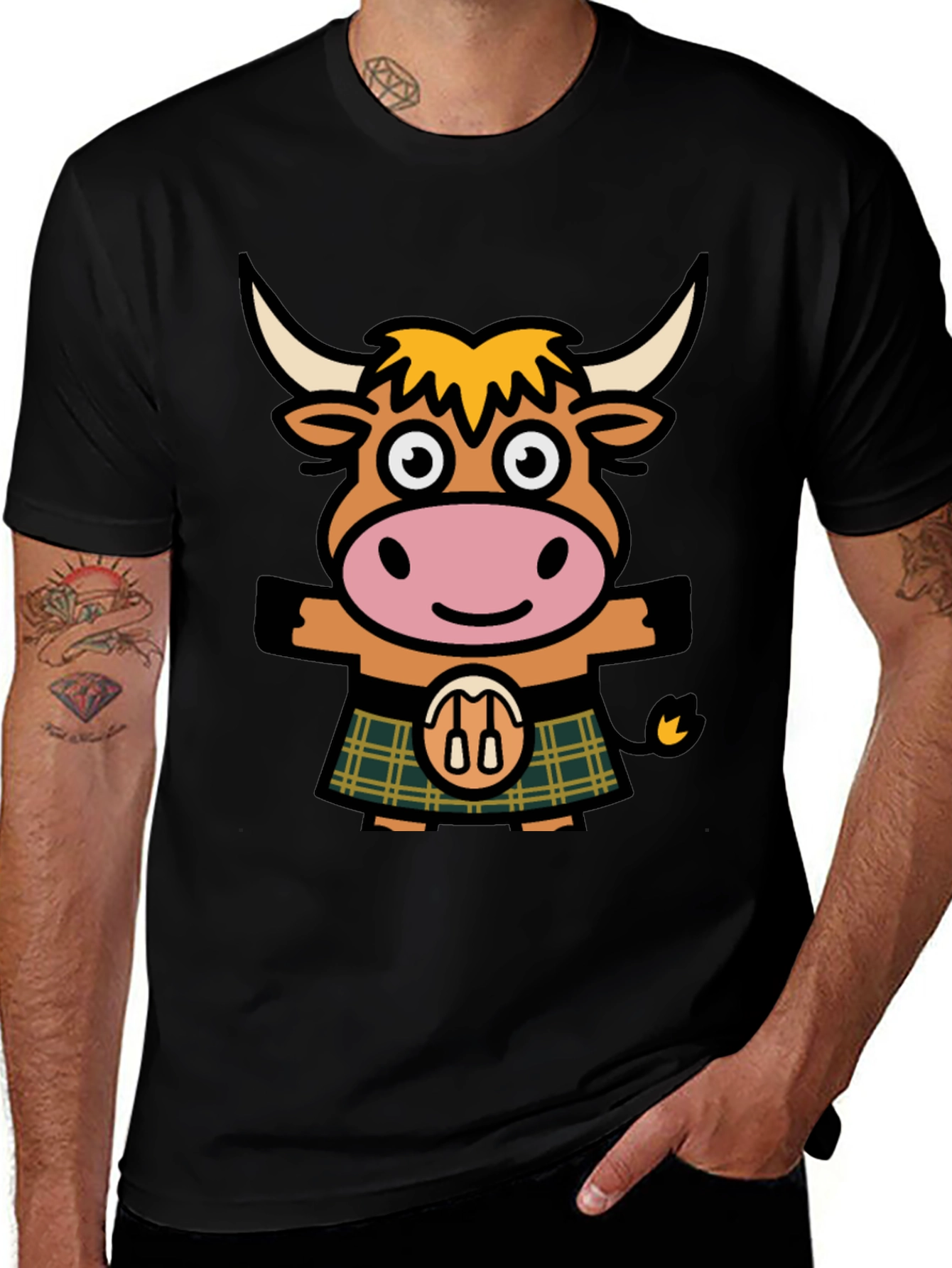 Highland Cow Kilt T-Shirt - Fun Scottish Style