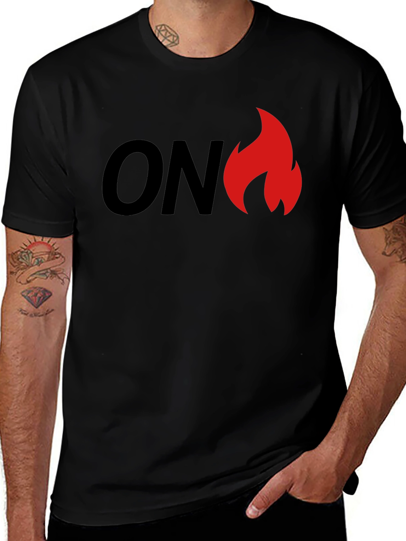 Variant 20 of On Fire Graphic Tee - Black T-Shirt with Flame Design