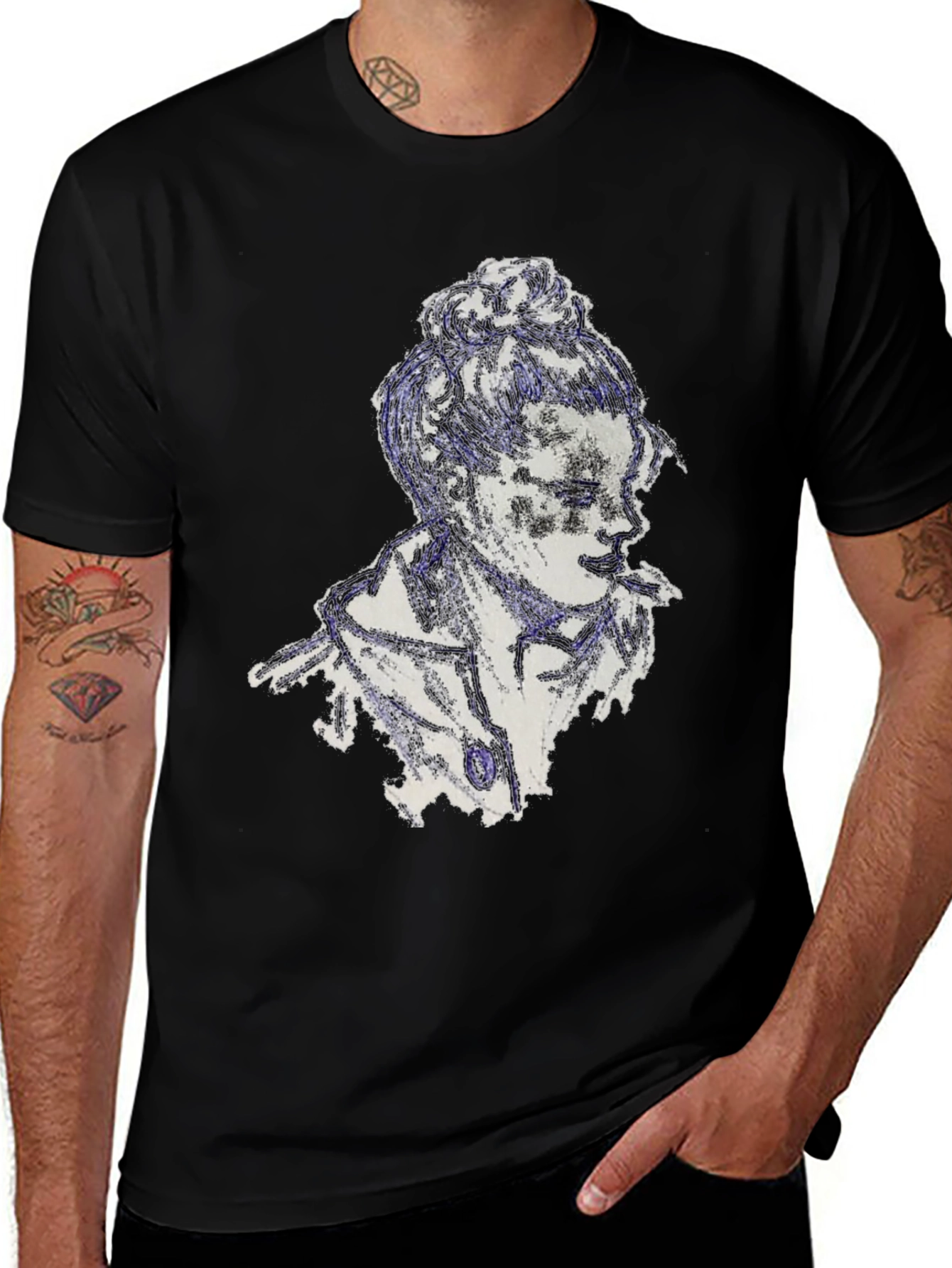 Variant 7 of Edgy Graphic Tee: Black Crew Neck T-Shirt