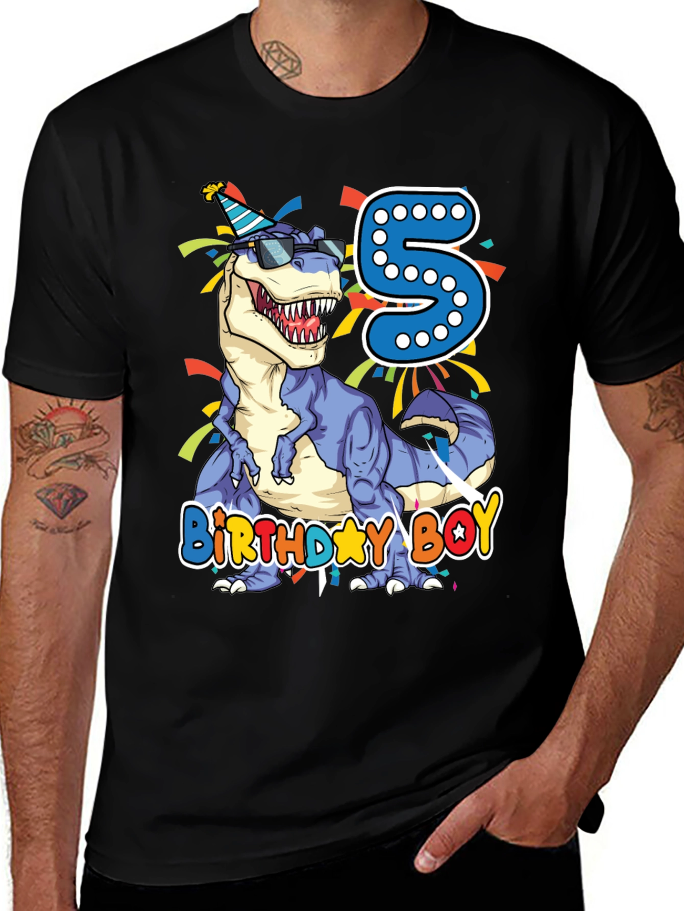 Variant 14 of Birthday Boy Dinosaur T-Shirt - Age 5