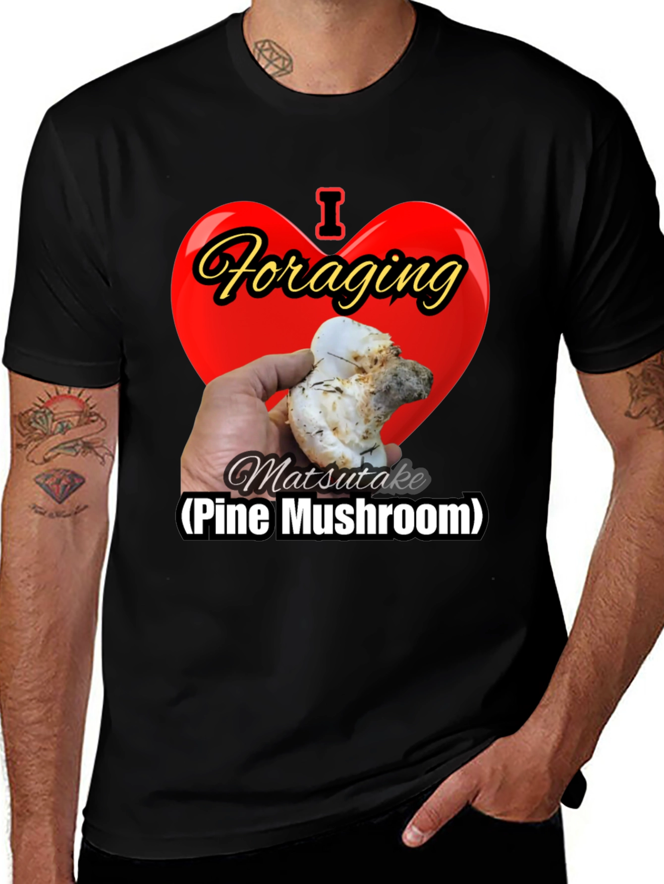 Variant 18 of I Heart Foraging Matsutake Pine Mushroom T-Shirt
