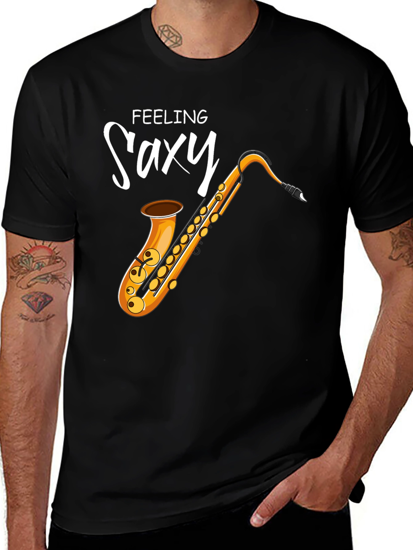Variant 17 of Feeling Saxy Black T-Shirt