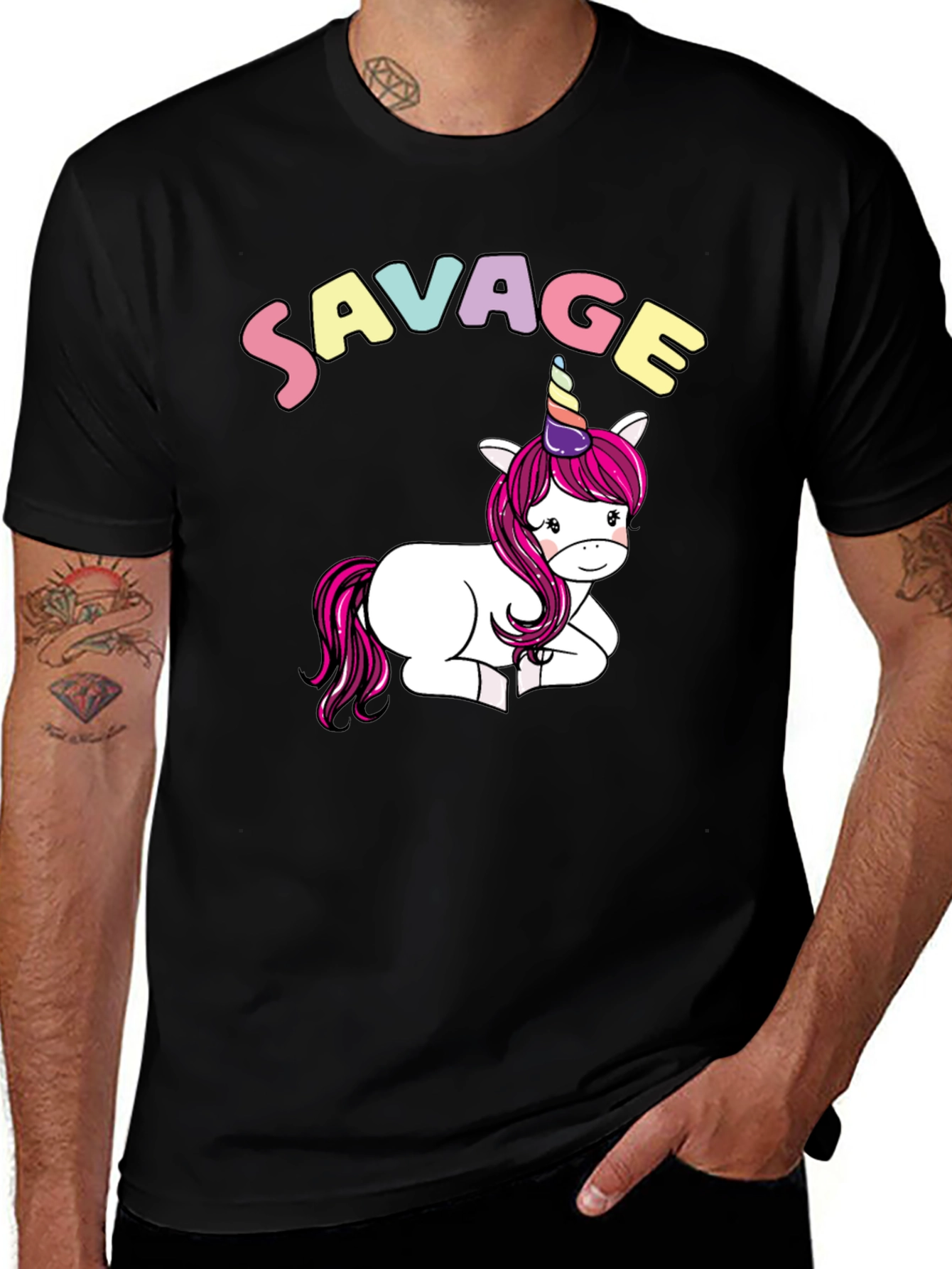 Variant 11 of Savage Unicorn Graphic Tee - Black Unisex T-Shirt