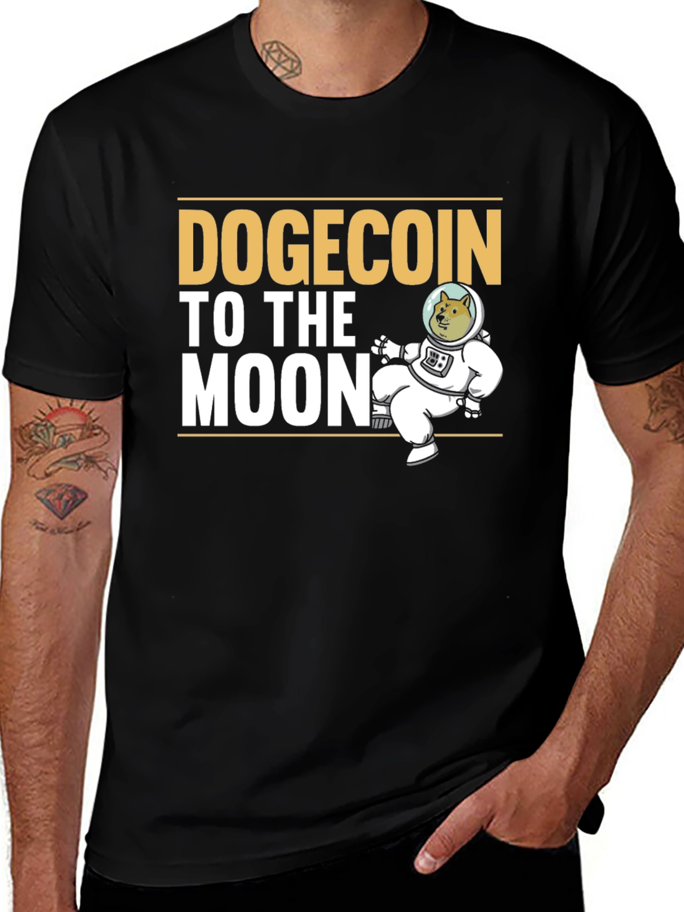 Variant 7 of Dogecoin To The Moon Black T-Shirt