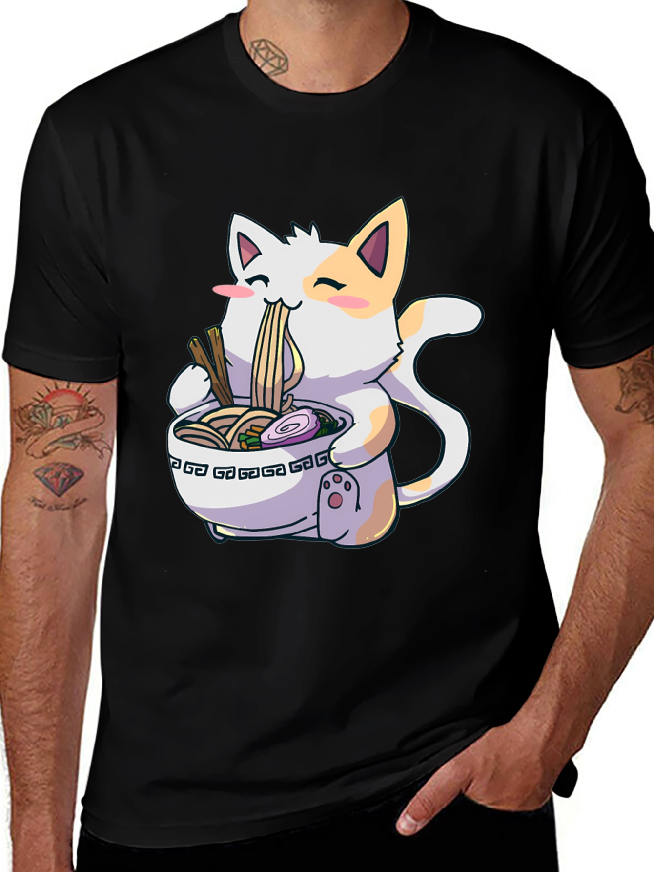 Cat Ramen Graphic Tee -  Fun Unique Design