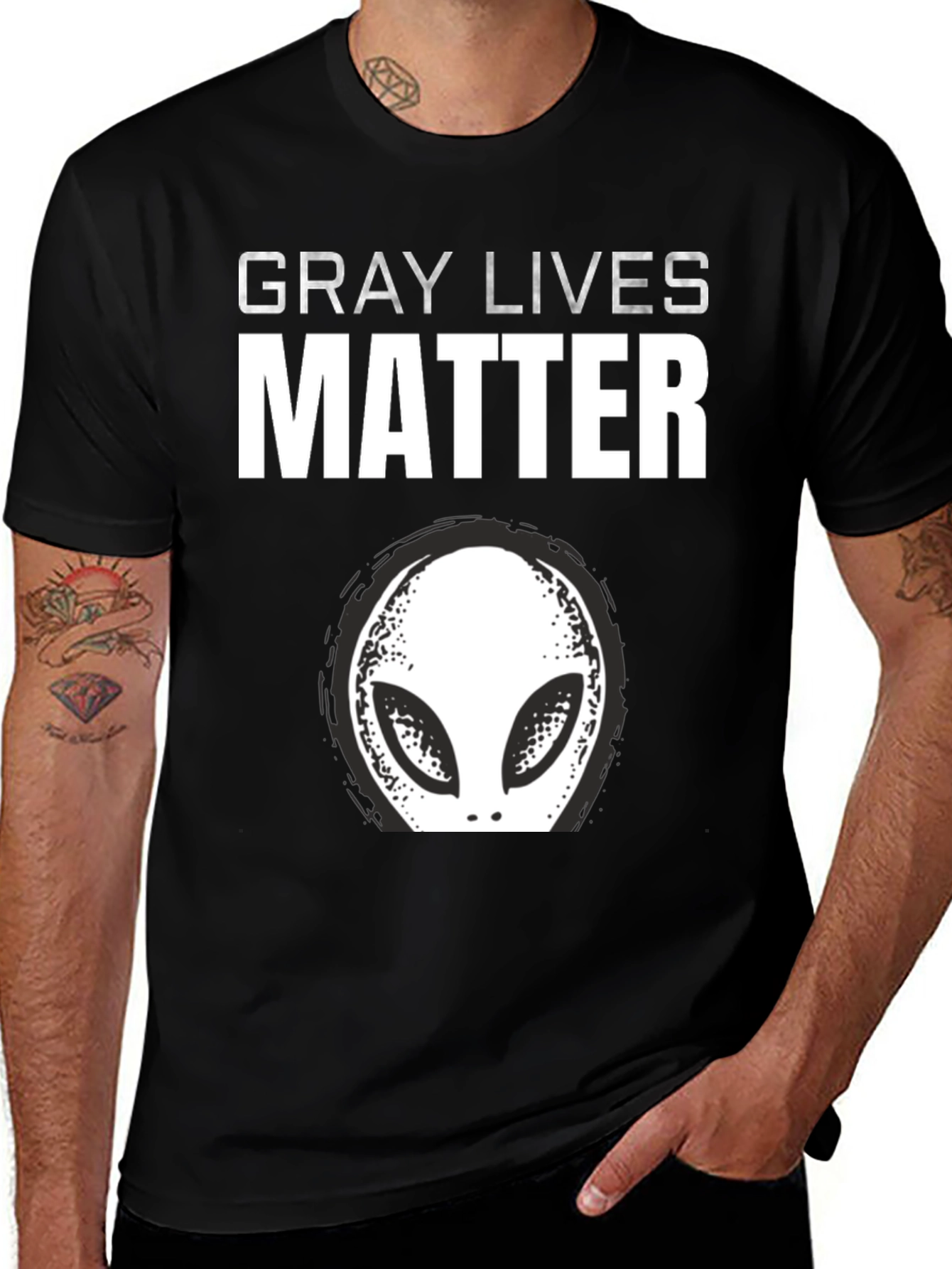 Variant 5 of Gray Lives Matter Alien Head Graphic Tee