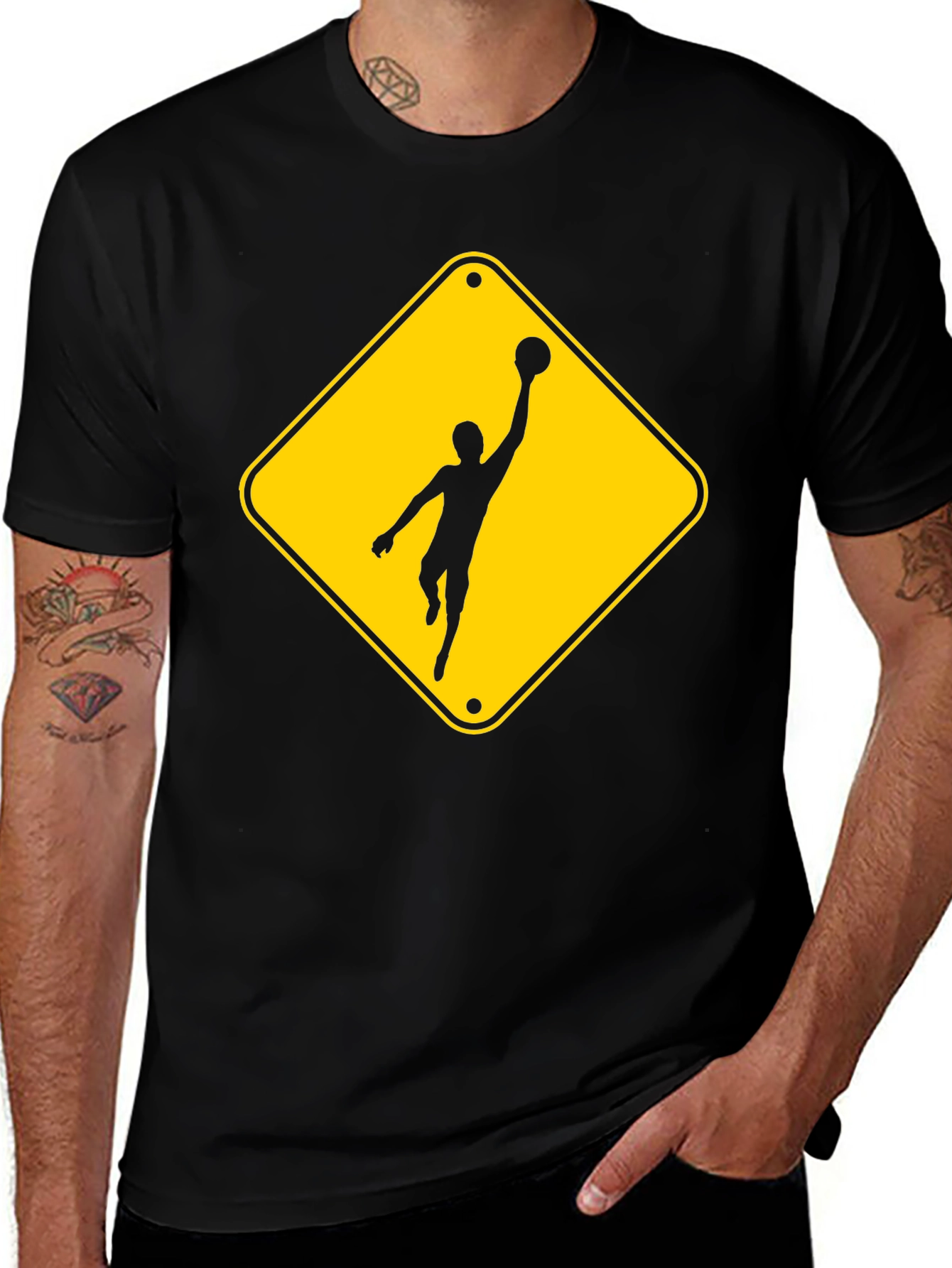 Variant 14 of Basketball Caution T-Shirt - Black