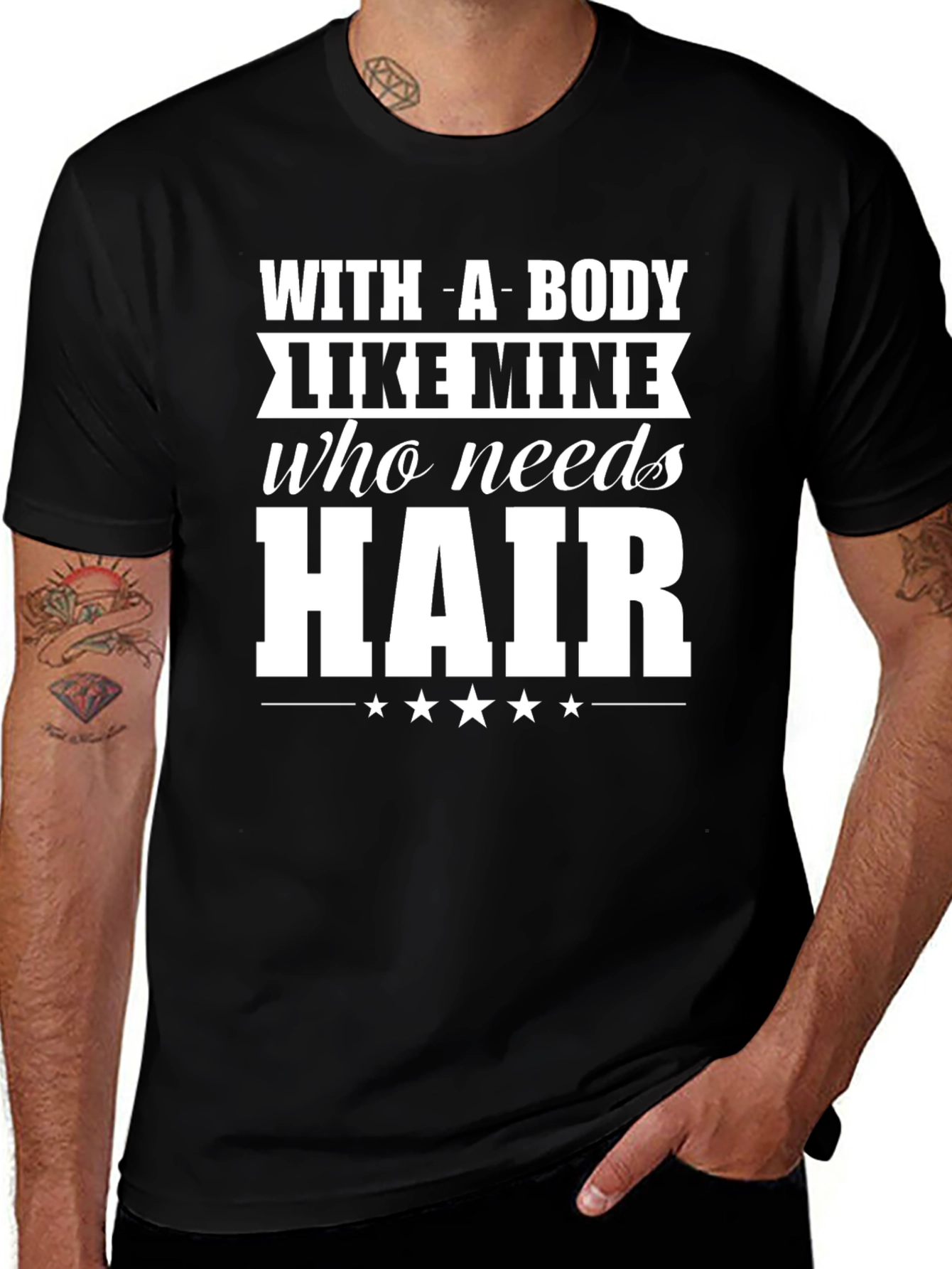 Variant 19 of Funny Bald Guy T-Shirt - With A Body Like Mine