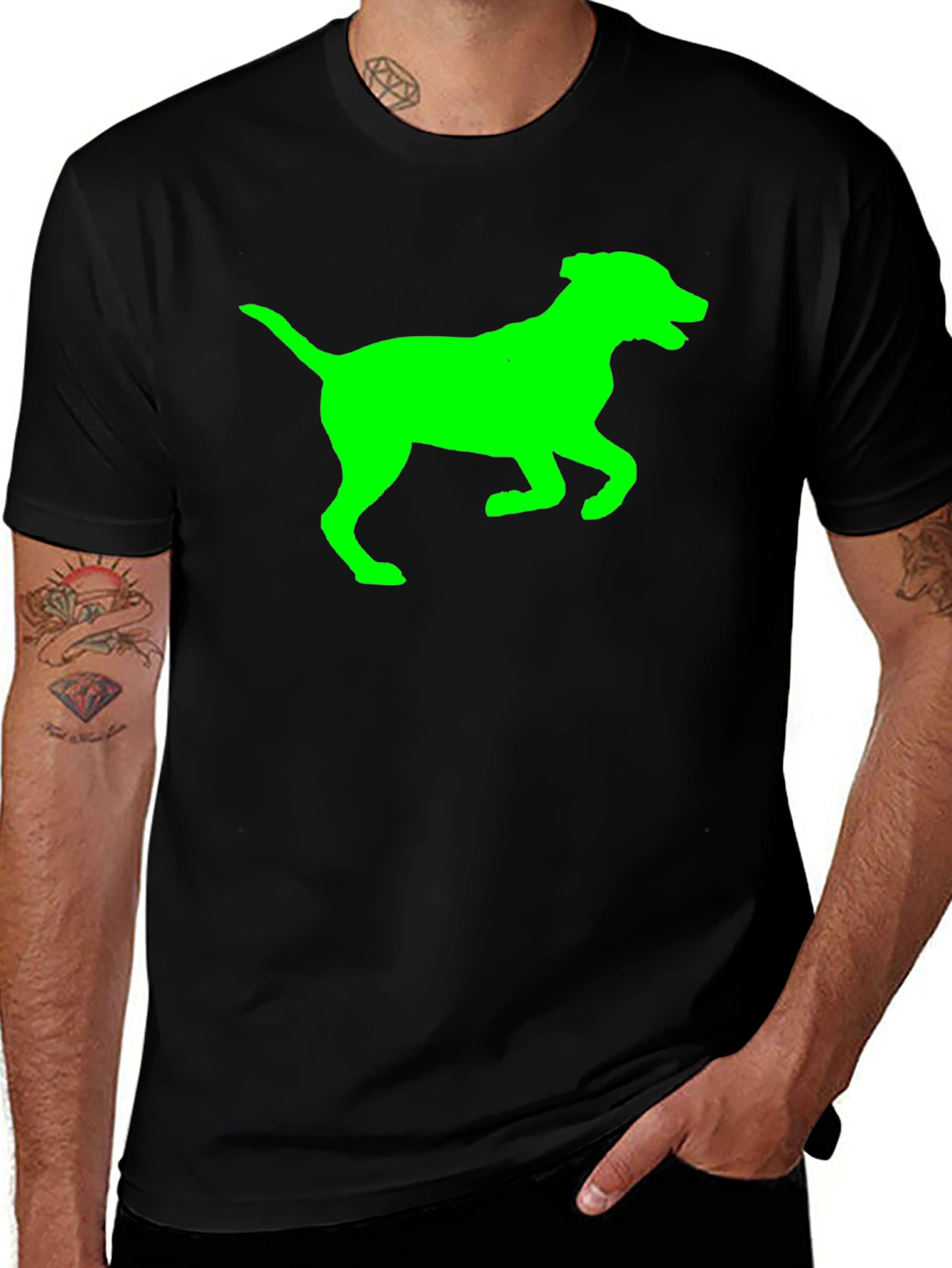 Variant 24 of Green Dog Graphic Black Tee