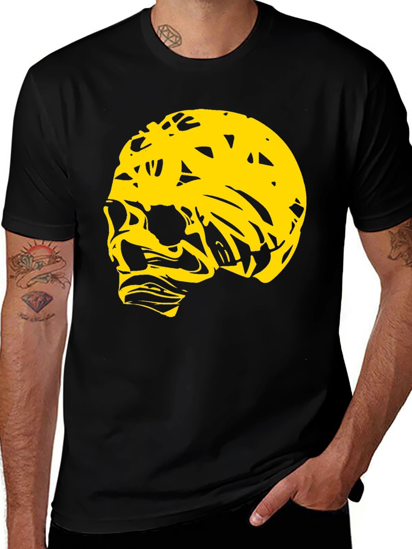 Variant 25 of Edgy Skull Graphic Tee - Black Cotton