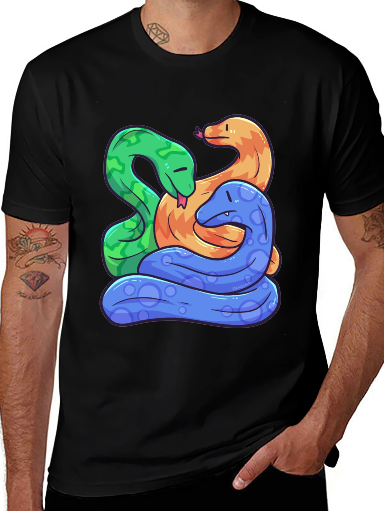 Variant 6 of Snakes Graphic T-Shirt - Black