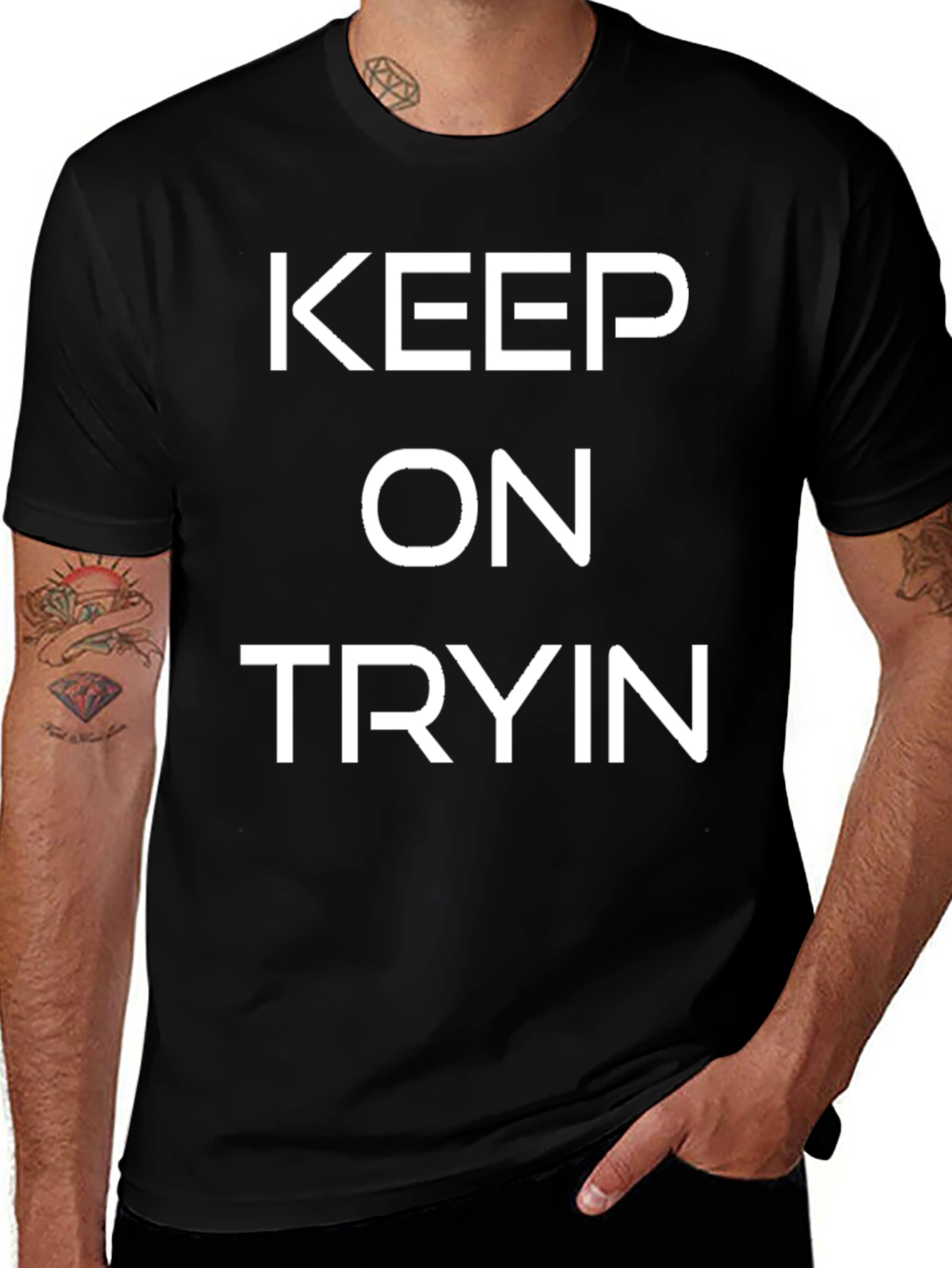 Variant 15 of Keep On Tryin' Black Graphic Tee