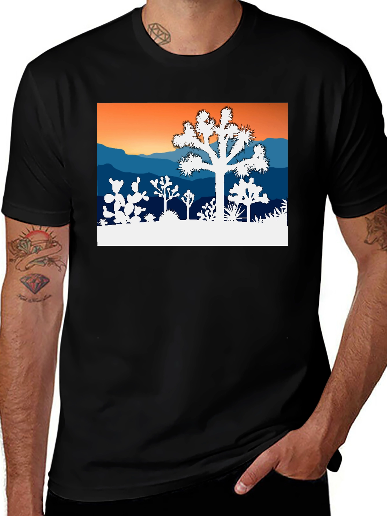 Variant 23 of Desert Landscape Graphic Tee - Men's Black T-Shirt