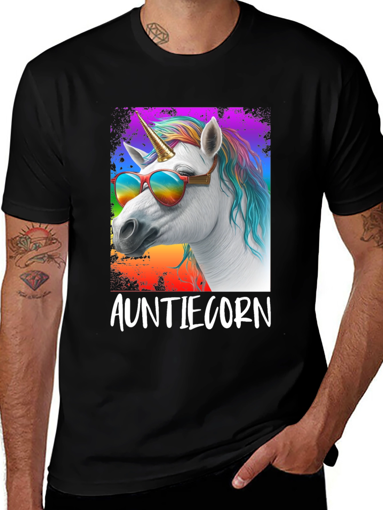 Aunticorn T-Shirt - Rainbow Unicorn Graphic Tee