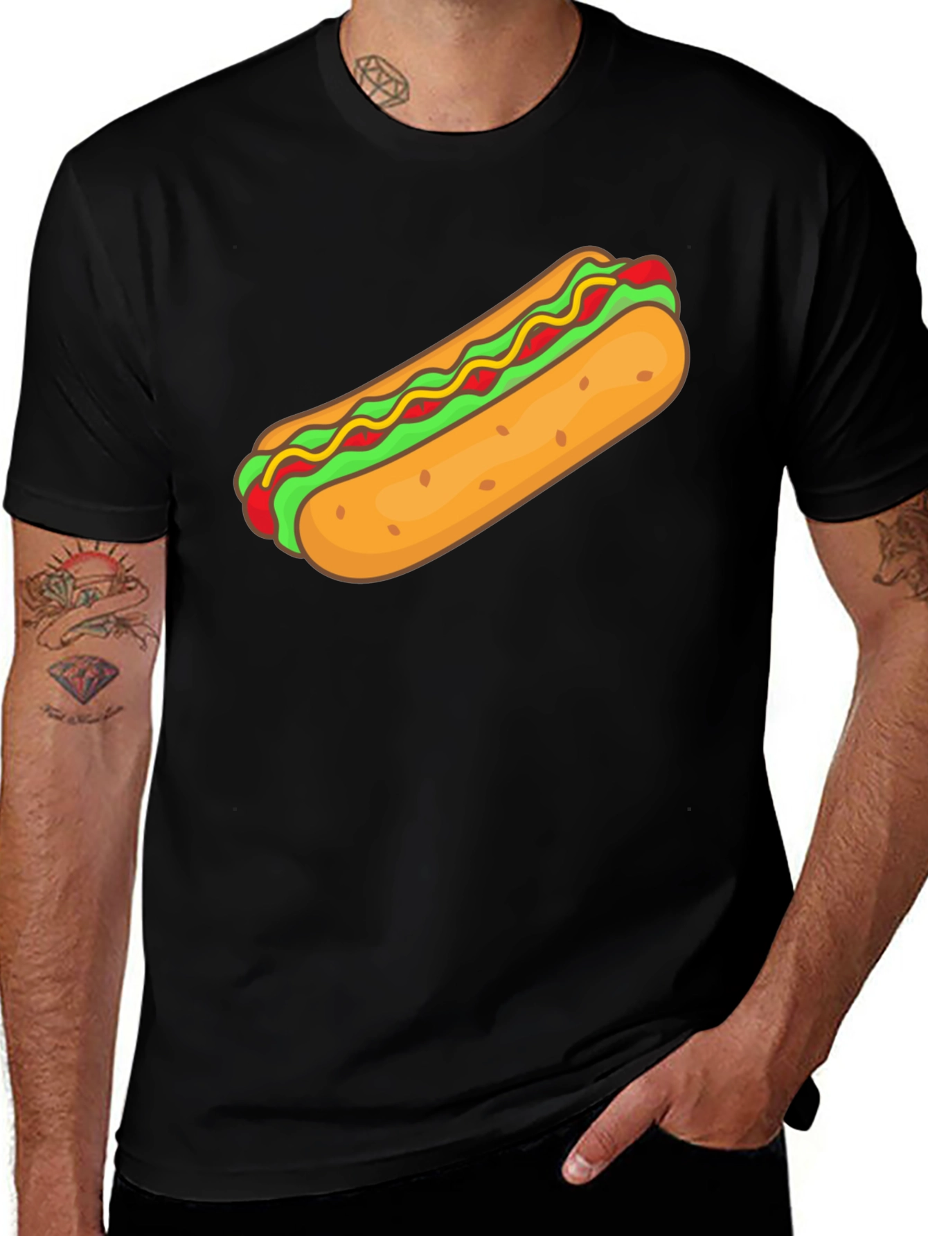 Variant 22 of Hot Dog Graphic Black T-Shirt