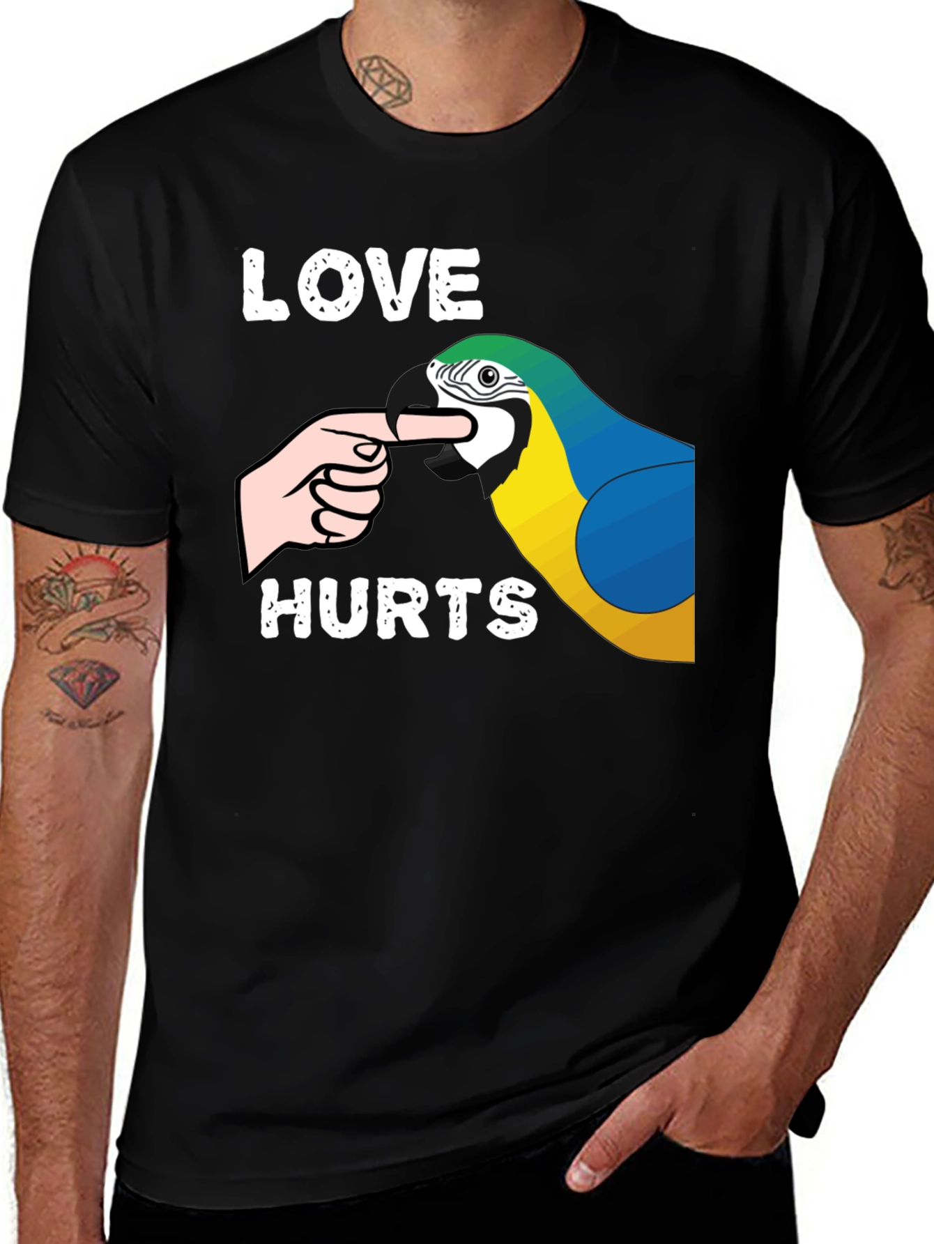 Variant 15 of Love Hurts Parrot T-Shirt Funny Bird Lover Tee
