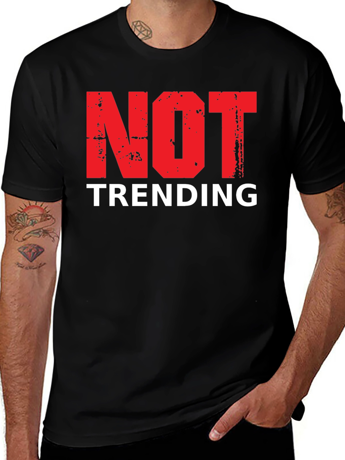 Variant 26 of Not Trending Graphic Tee - Black Cotton