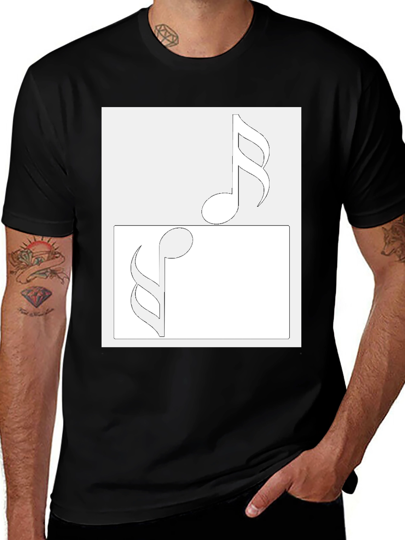 Musical Note Graphic Tee - Black Cotton T-Shirt