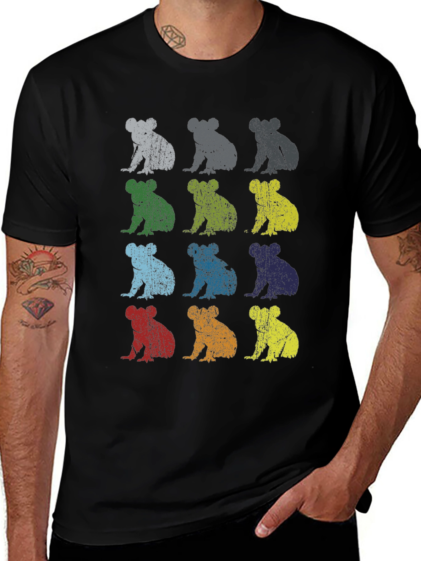 Variant 3 of Retro Koala T-Shirt - Men's Black Graphic Tee