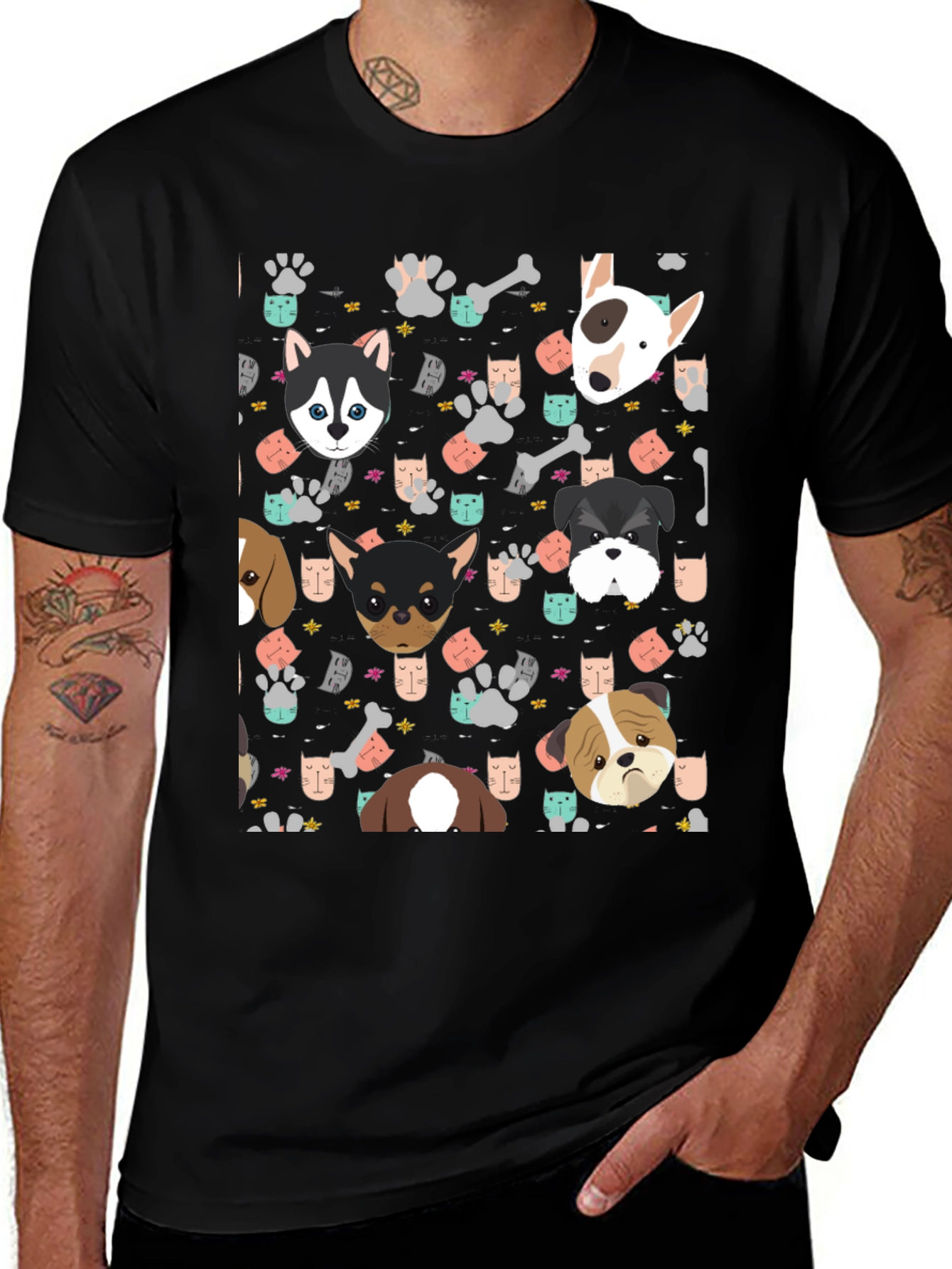 Variant 26 of Dog Lover's Patterned T-Shirt