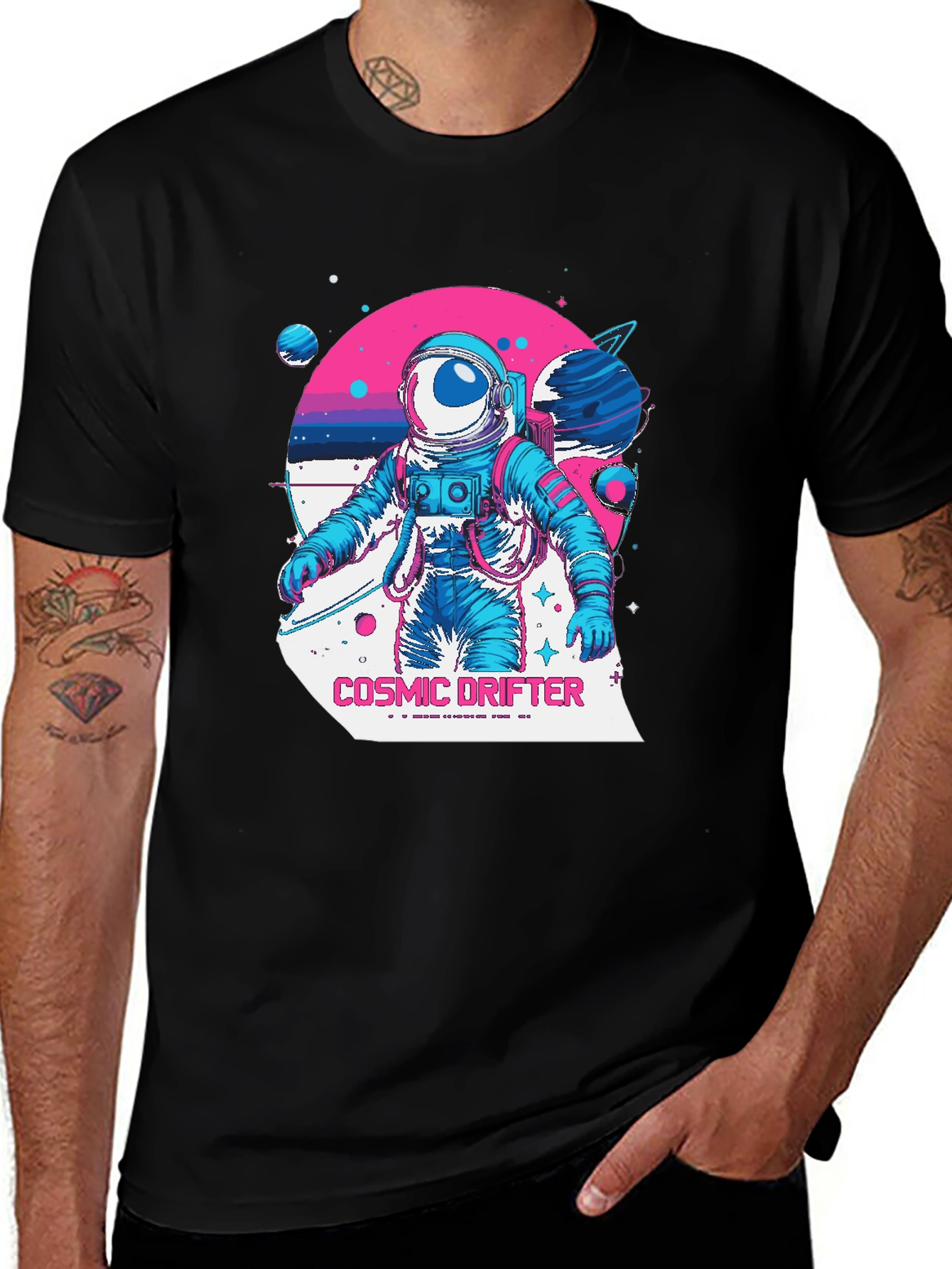 Variant 9 of Cosmic Drifter Graphic Tee - Astronaut Design