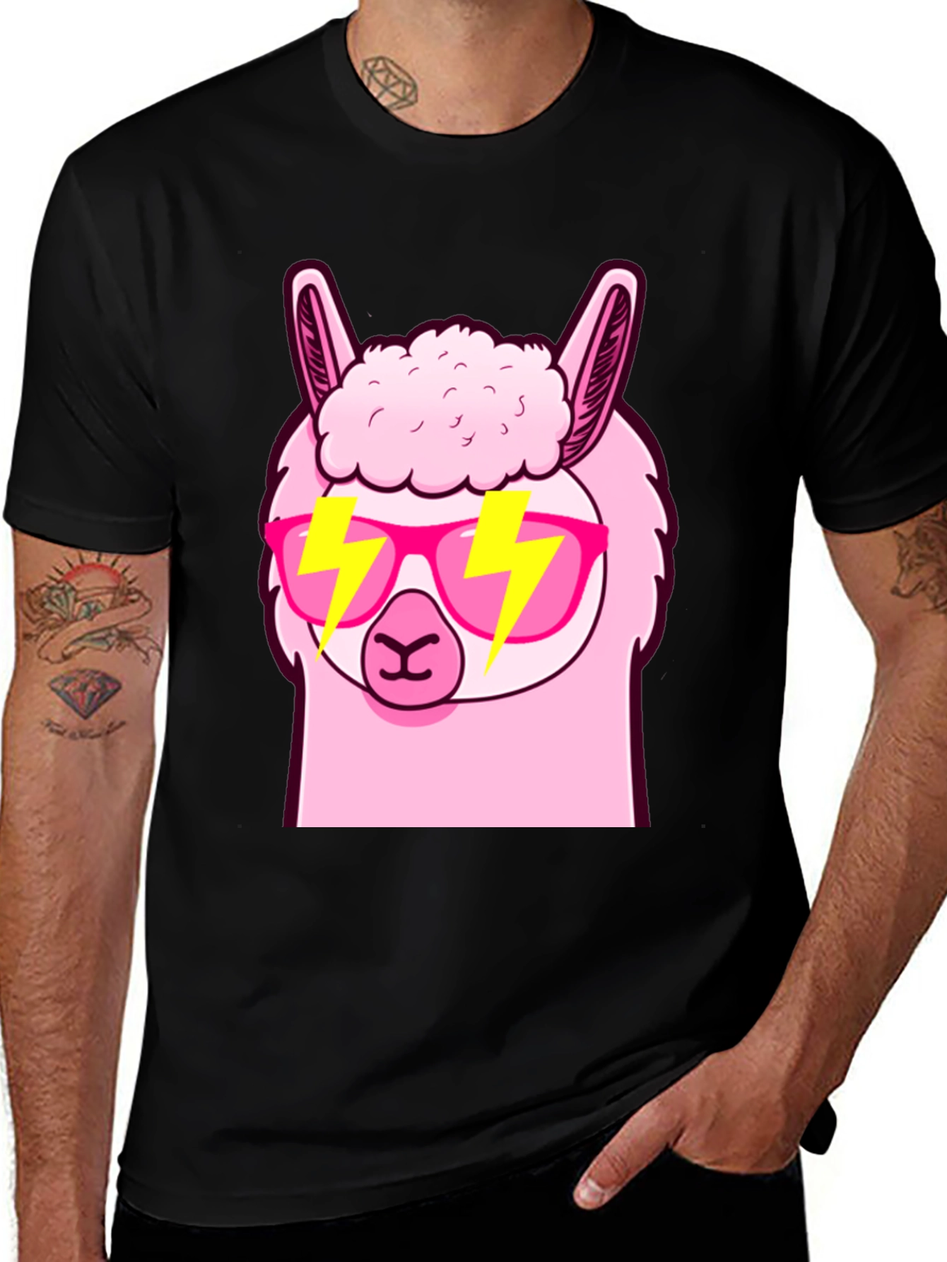 Cool Llama Graphic Tee - Stylish Black T-Shirt