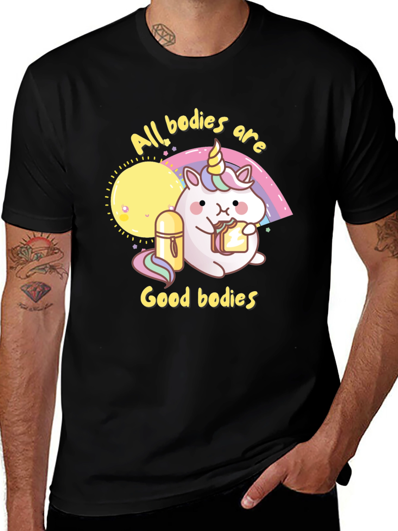 Variant 16 of Unicorn All Bodies Are Good Bodies Graphic T-Shirt