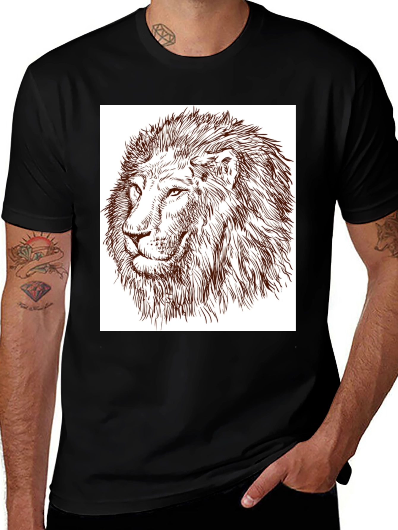 Variant 24 of Lion Graphic Tee - Bold Black T-Shirt