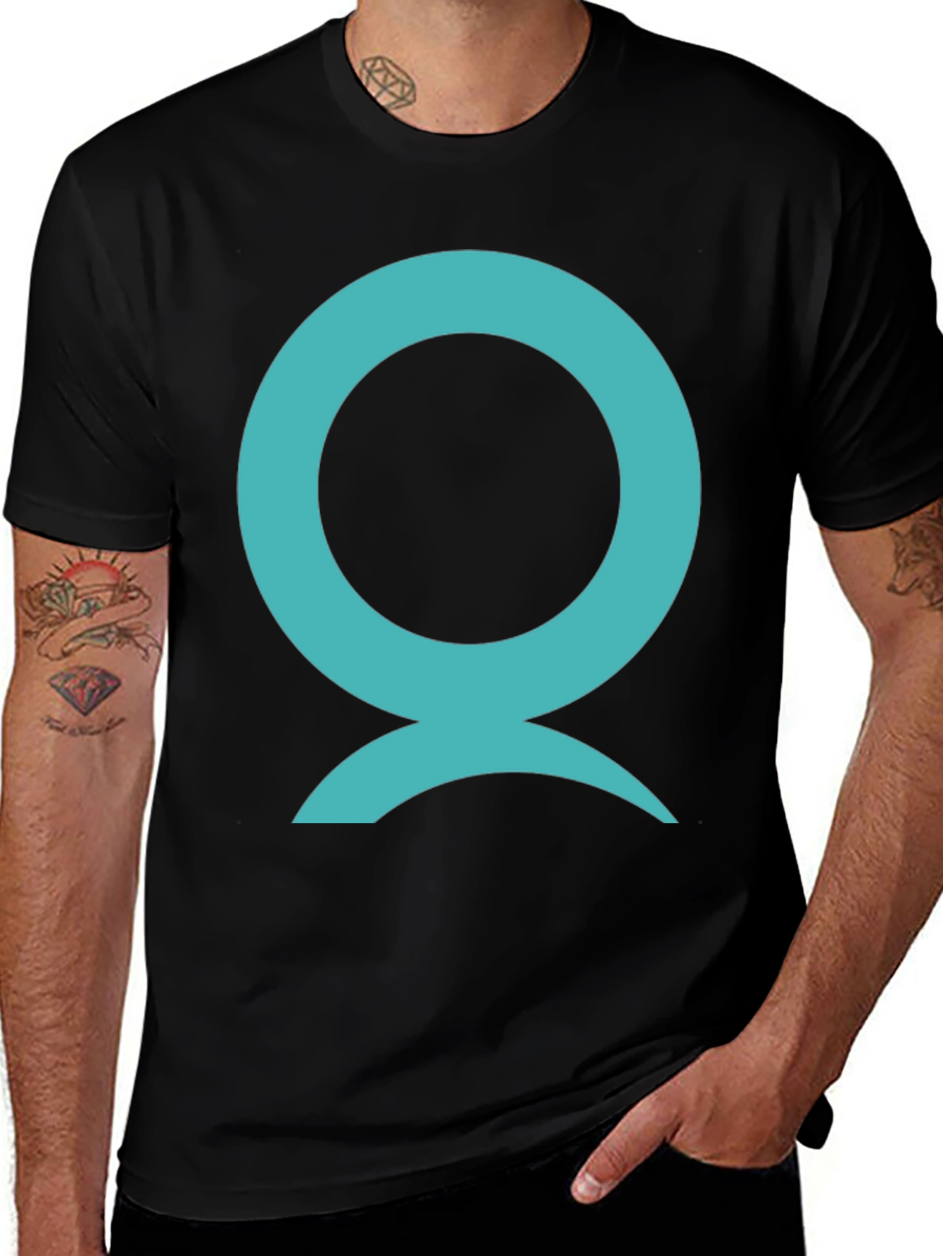 Variant 4 of Abstract Aqua Symbol Graphic Black T-Shirt