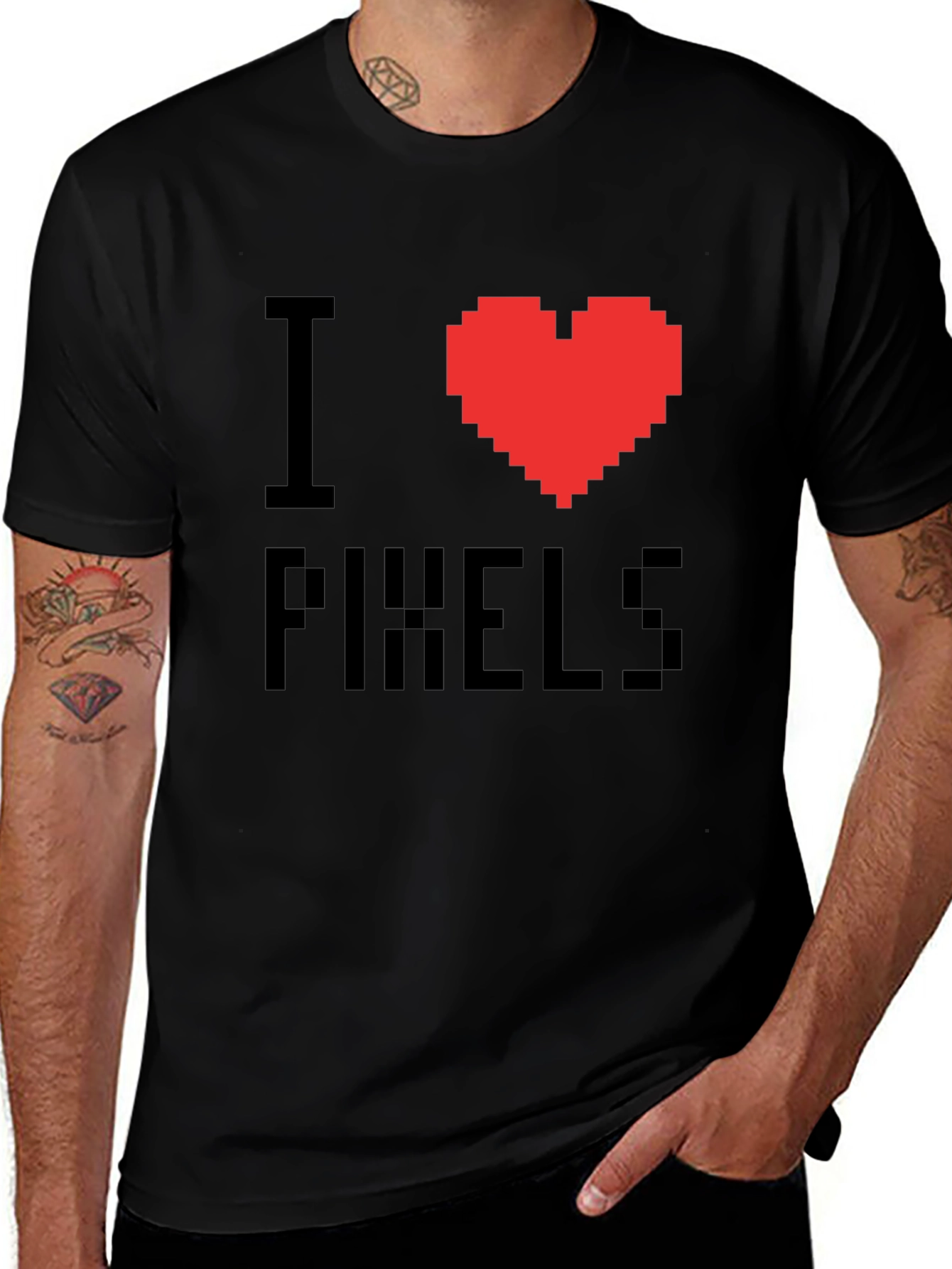 Variant 7 of I Heart Pixels Black T-Shirt - Gamer Style