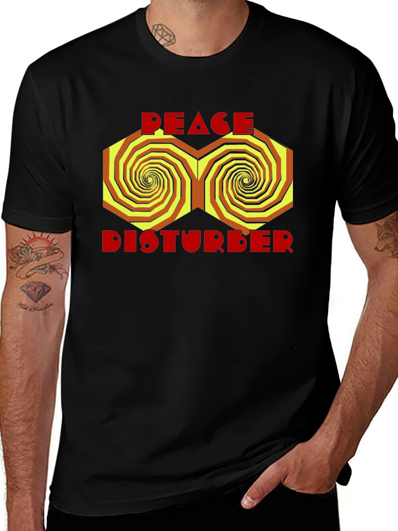 Variant 23 of Peace Disturber Graphic Tee - Black Cotton T-Shirt