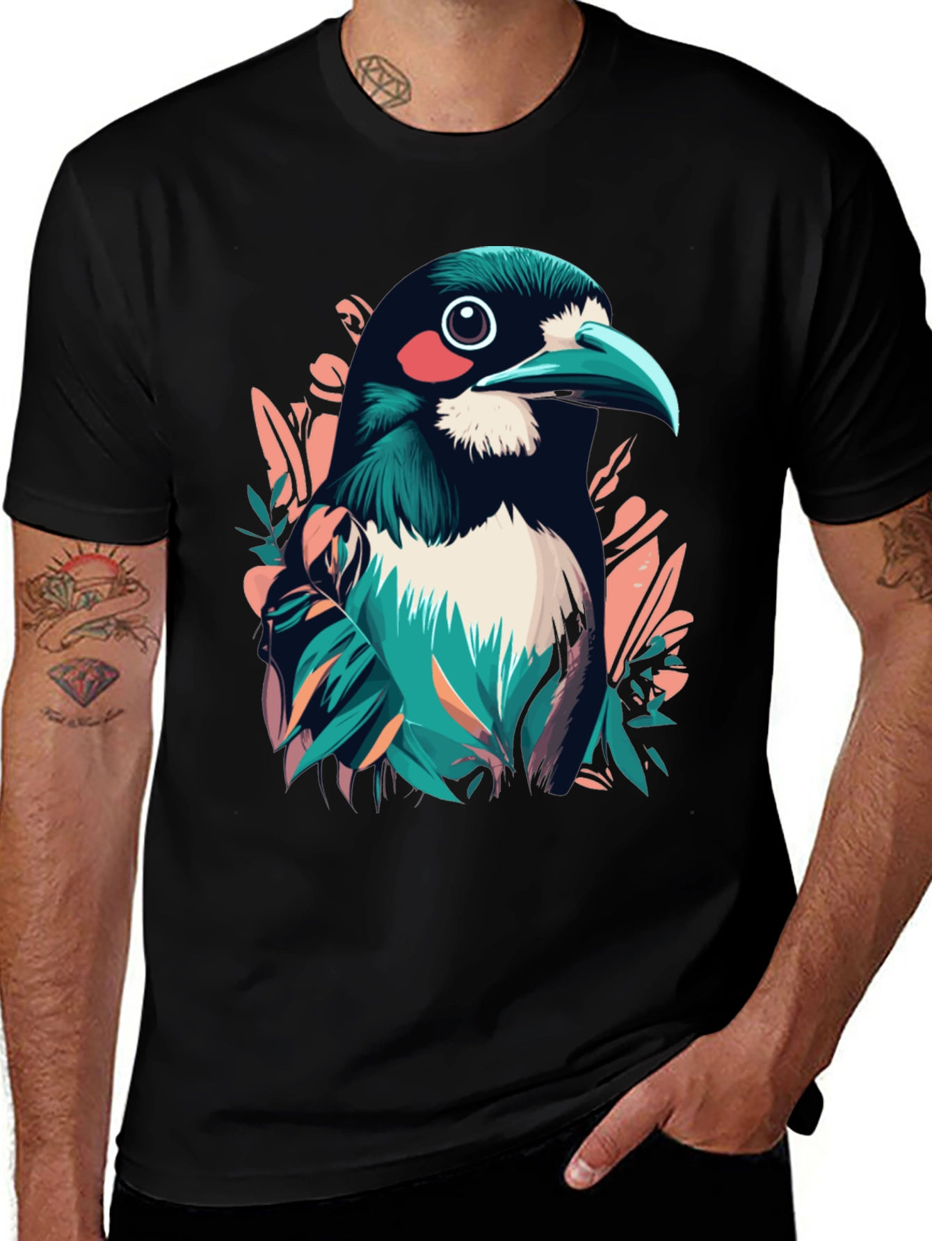 Variant 23 of Bird Graphic Tee - Stylish Men's Black T-Shirt