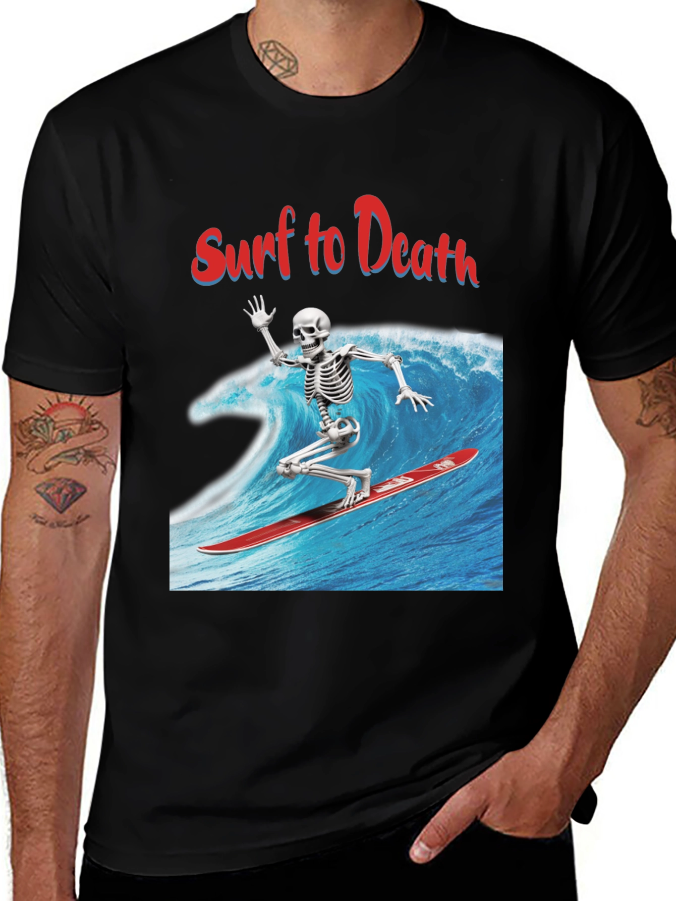 Variant 21 of Surf to Death Graphic Tee - Ride the Wave!