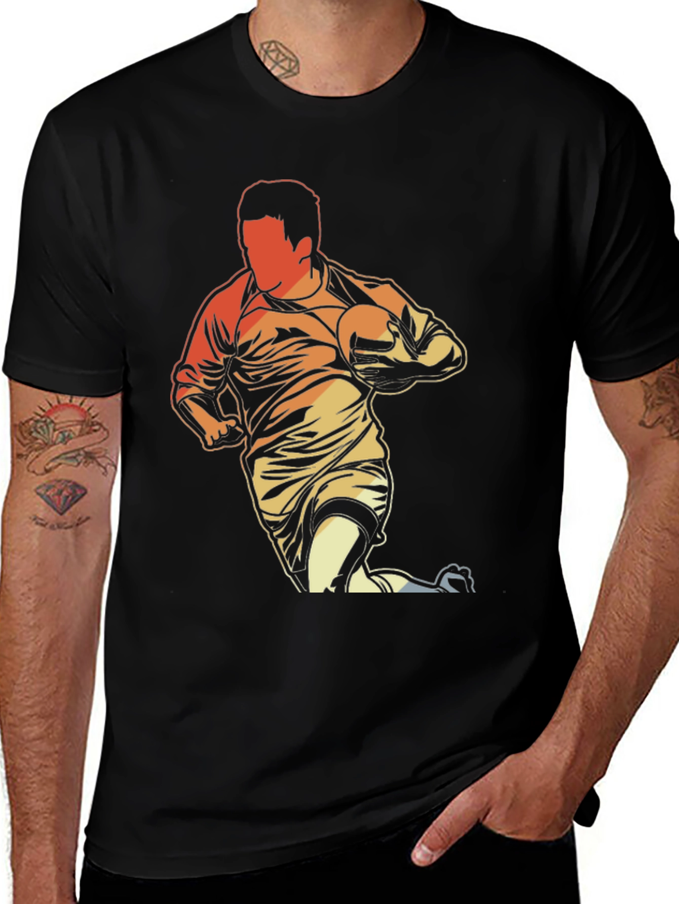 Variant 23 of Rugby Player Graphic T-Shirt - Black